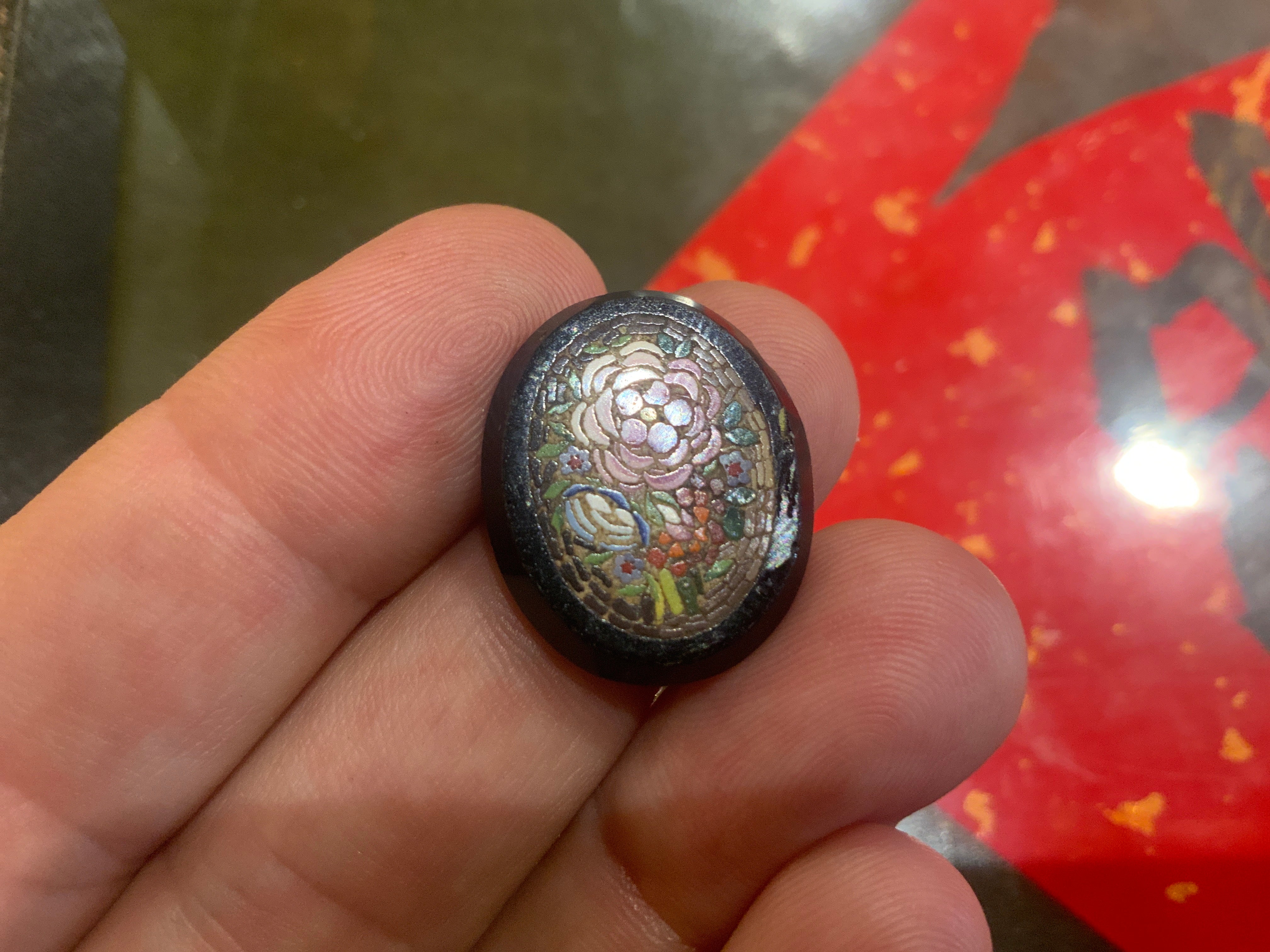 Antique Floral Micromosaic Plaque