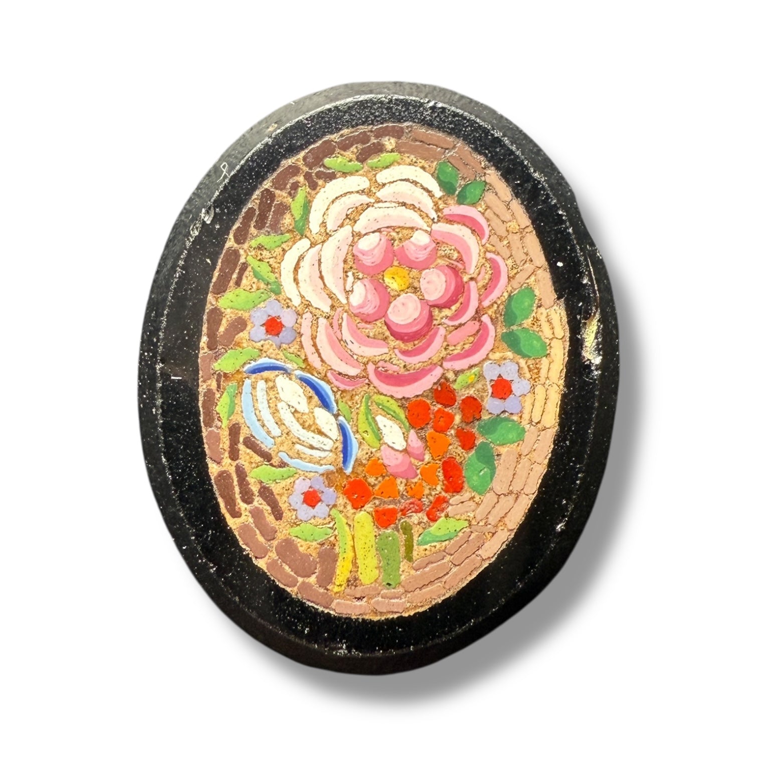 Antique Floral Micromosaic Plaque
