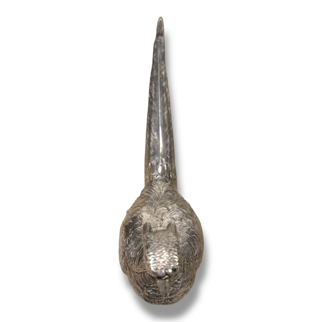Antique English Sterling Silver Pheasant Perfume Bottle