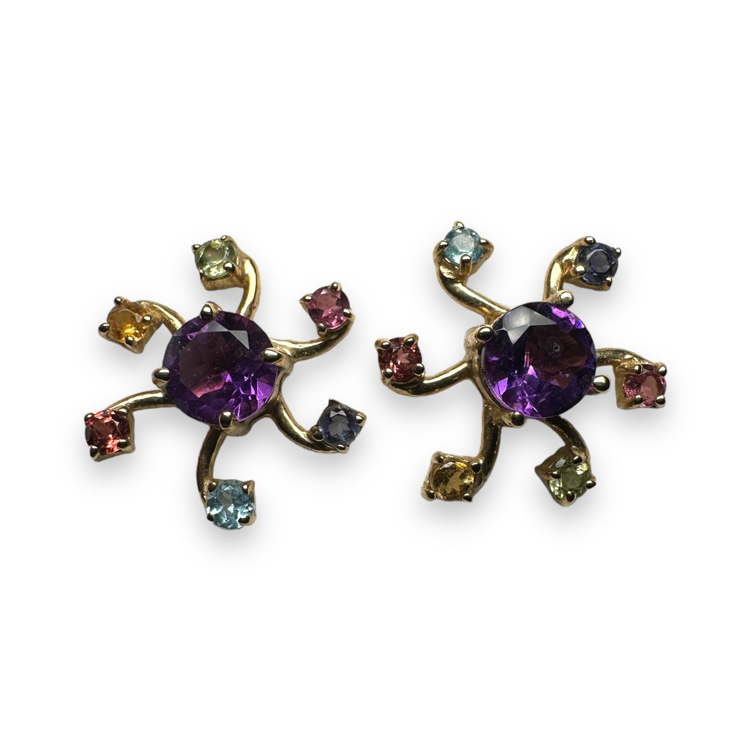 9k gold Multi gem gold earring