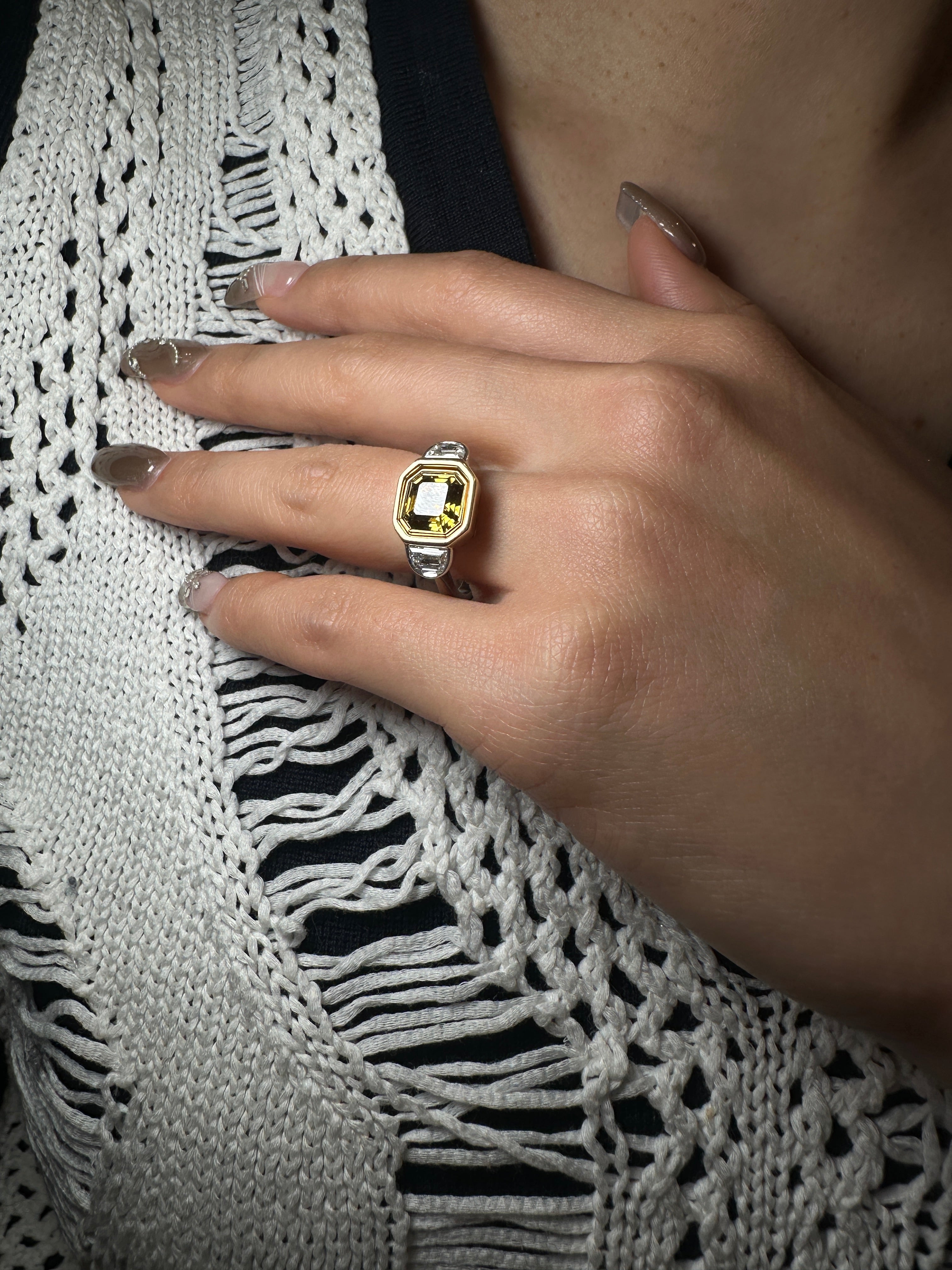 Yellow brown diamond ring