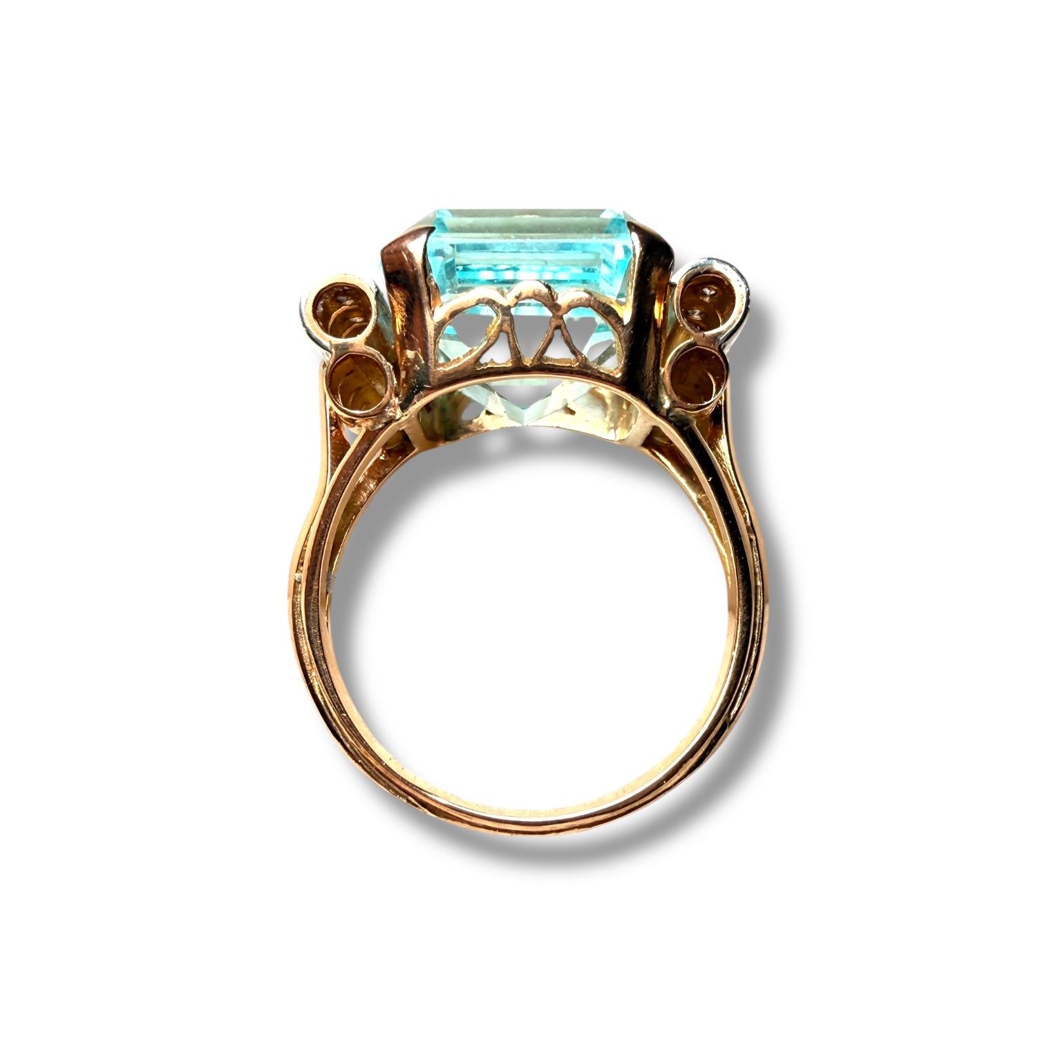 Vintage 18K Gold Aquamarine and Diamond Ring – 15.46ct Emerald Cut