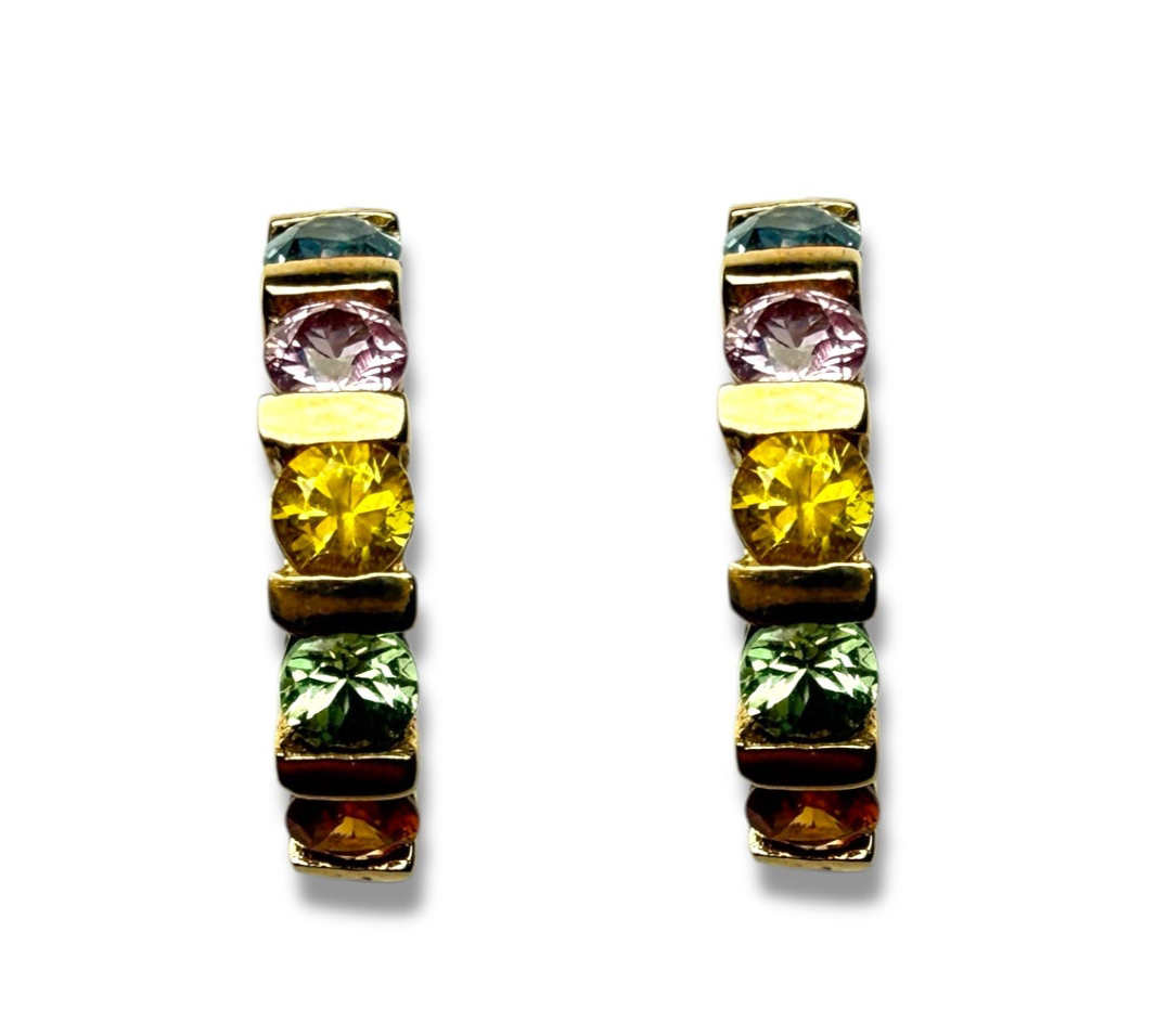 Mix stones 9k gold earring