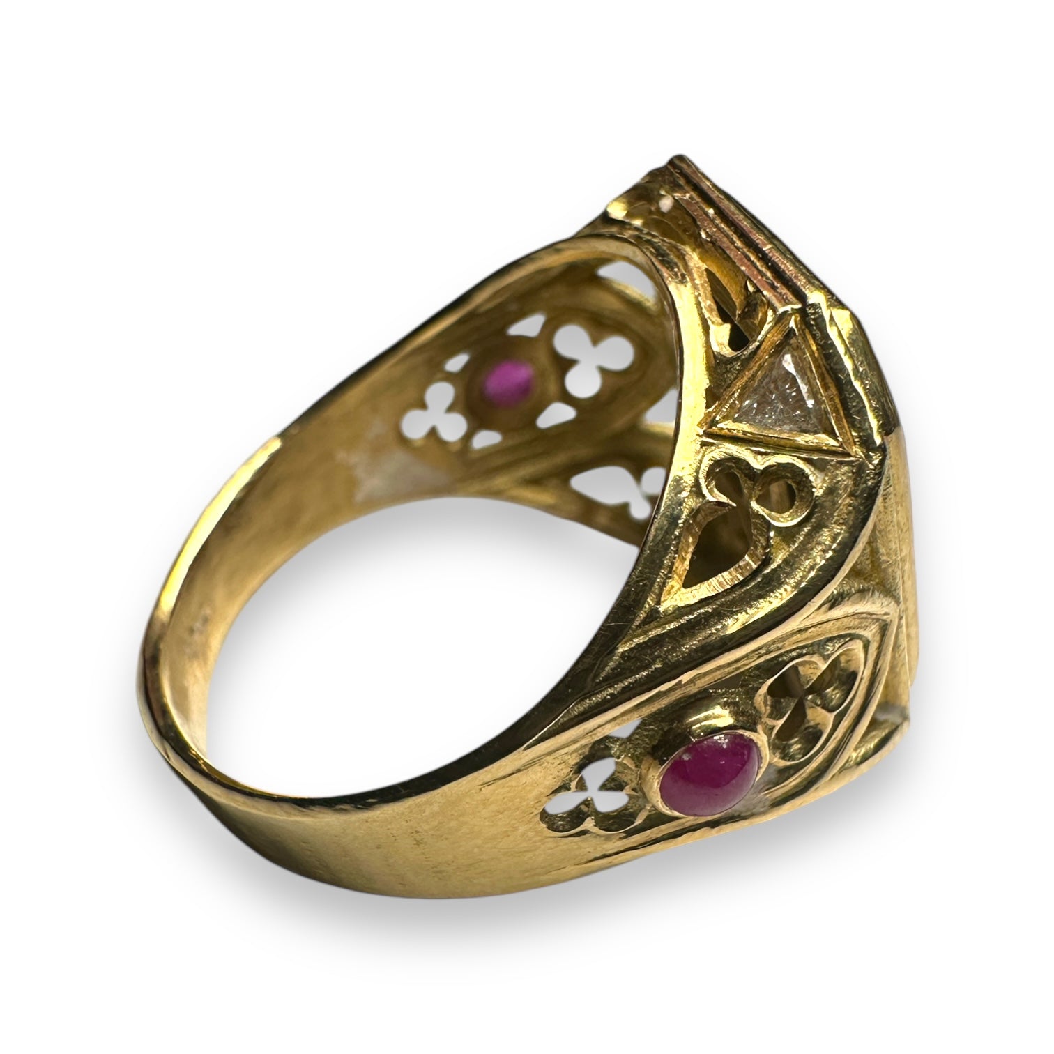 Onyx ruby and diamond gold ring
