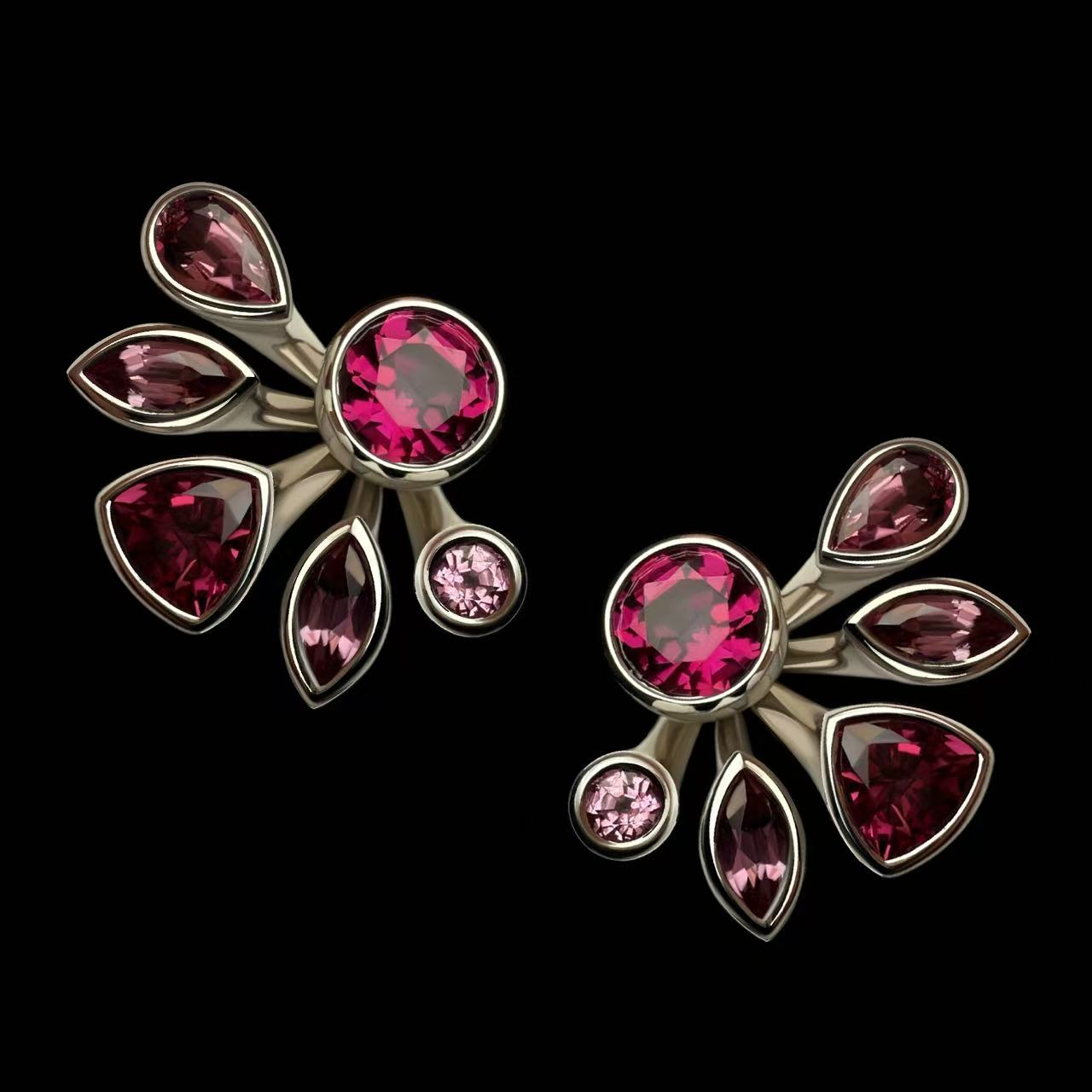 Blooming Flowers 18K GoldStud Earrings