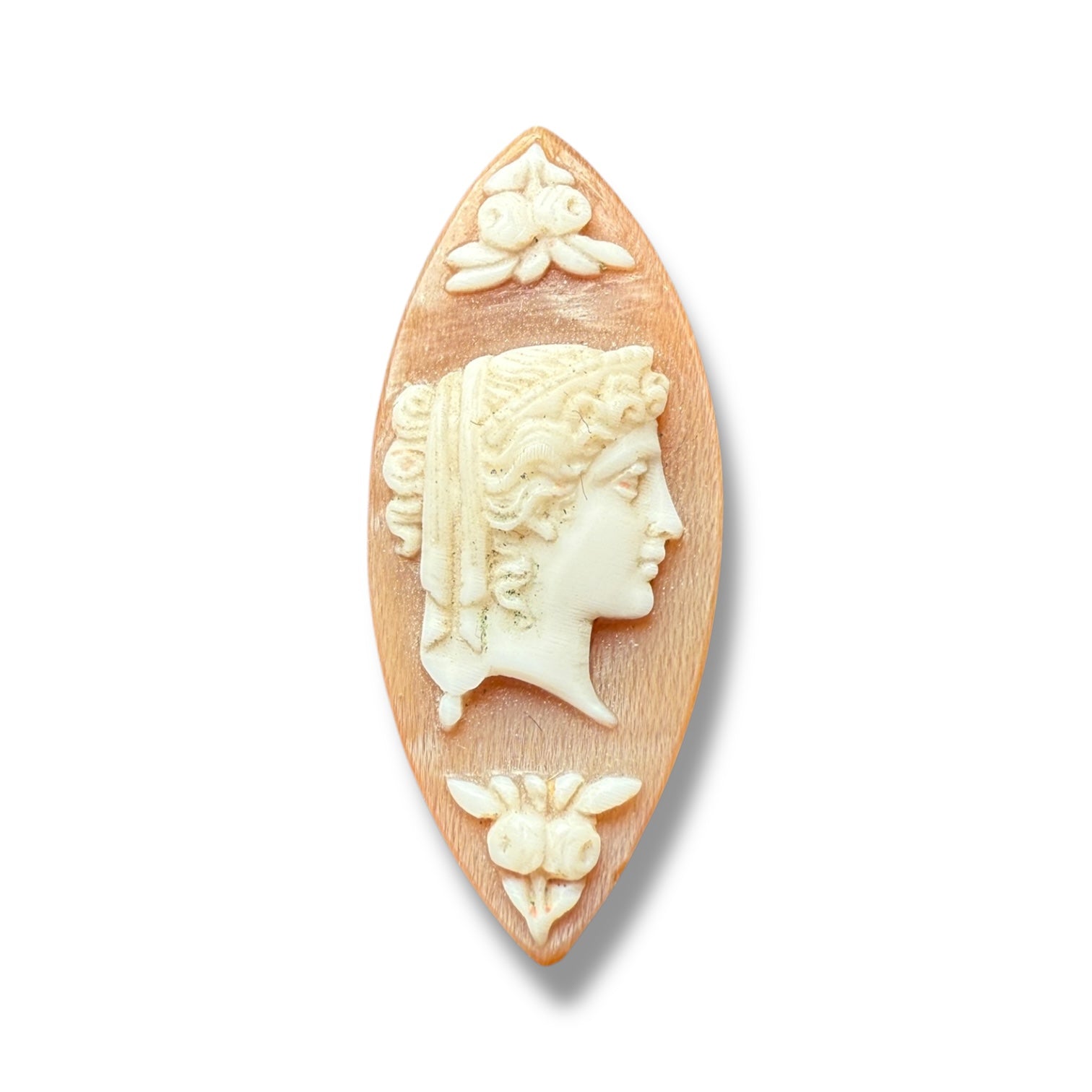 Antique Shell Cameo – Classical Lady with Laurel Motif