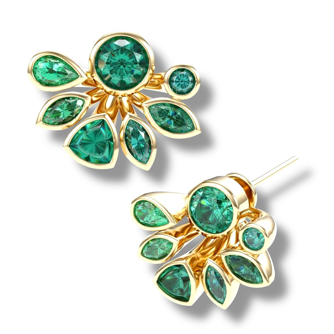 Blooming Flowers 18K GoldStud Earrings