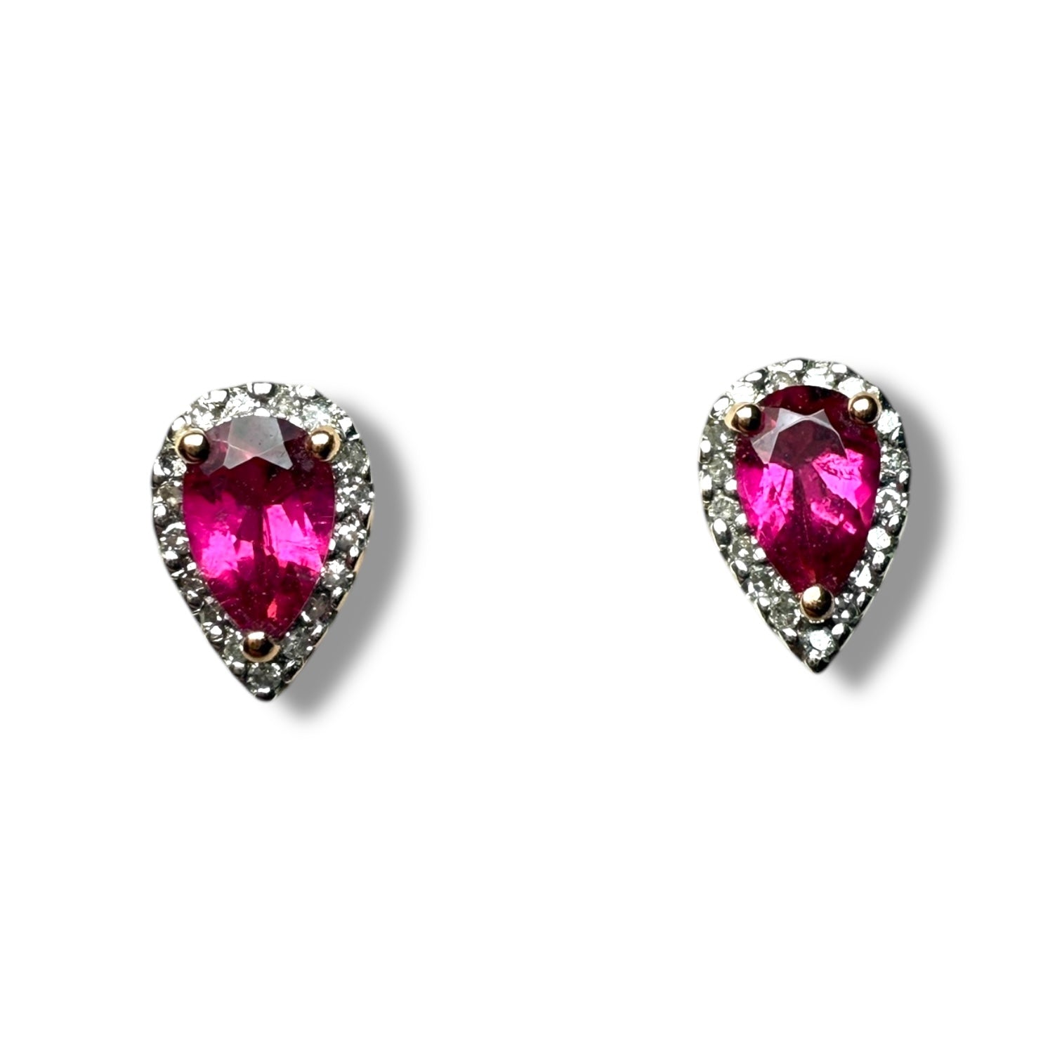 9k gold diamond and tourmaline earring