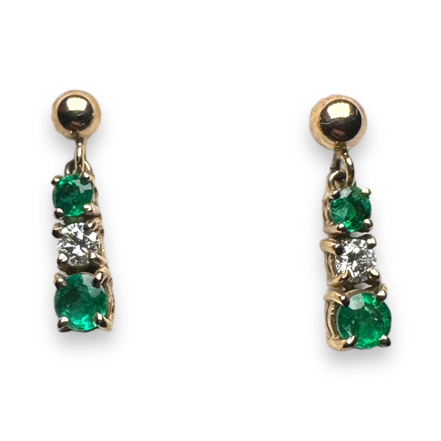 9k gold Emerald and diamond earring