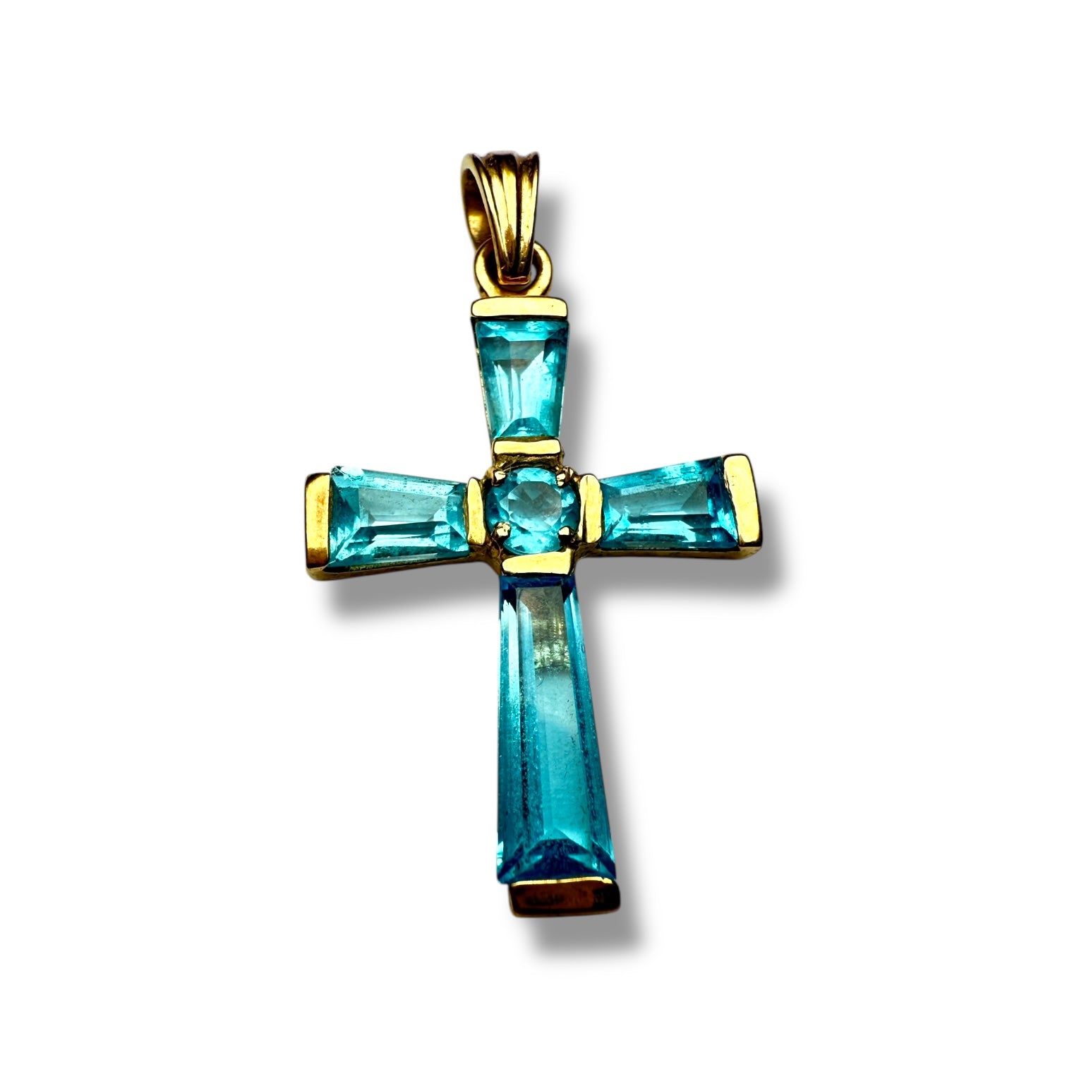9k gold topaz cross pendant for women