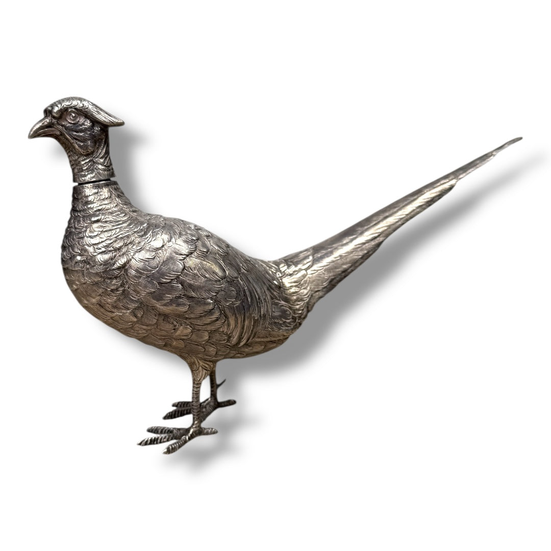 Antique English Sterling Silver Pheasant Perfume Bottle