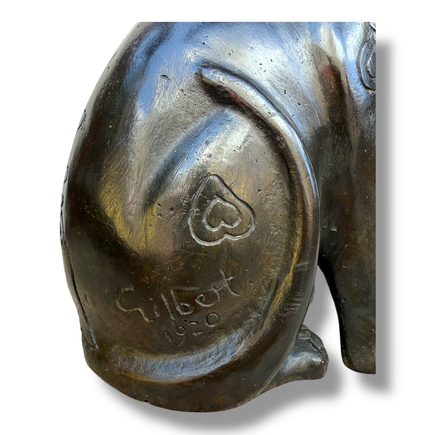 1920s Art Deco Bronze Cat Sculpture Signed “Gilbert 1920”