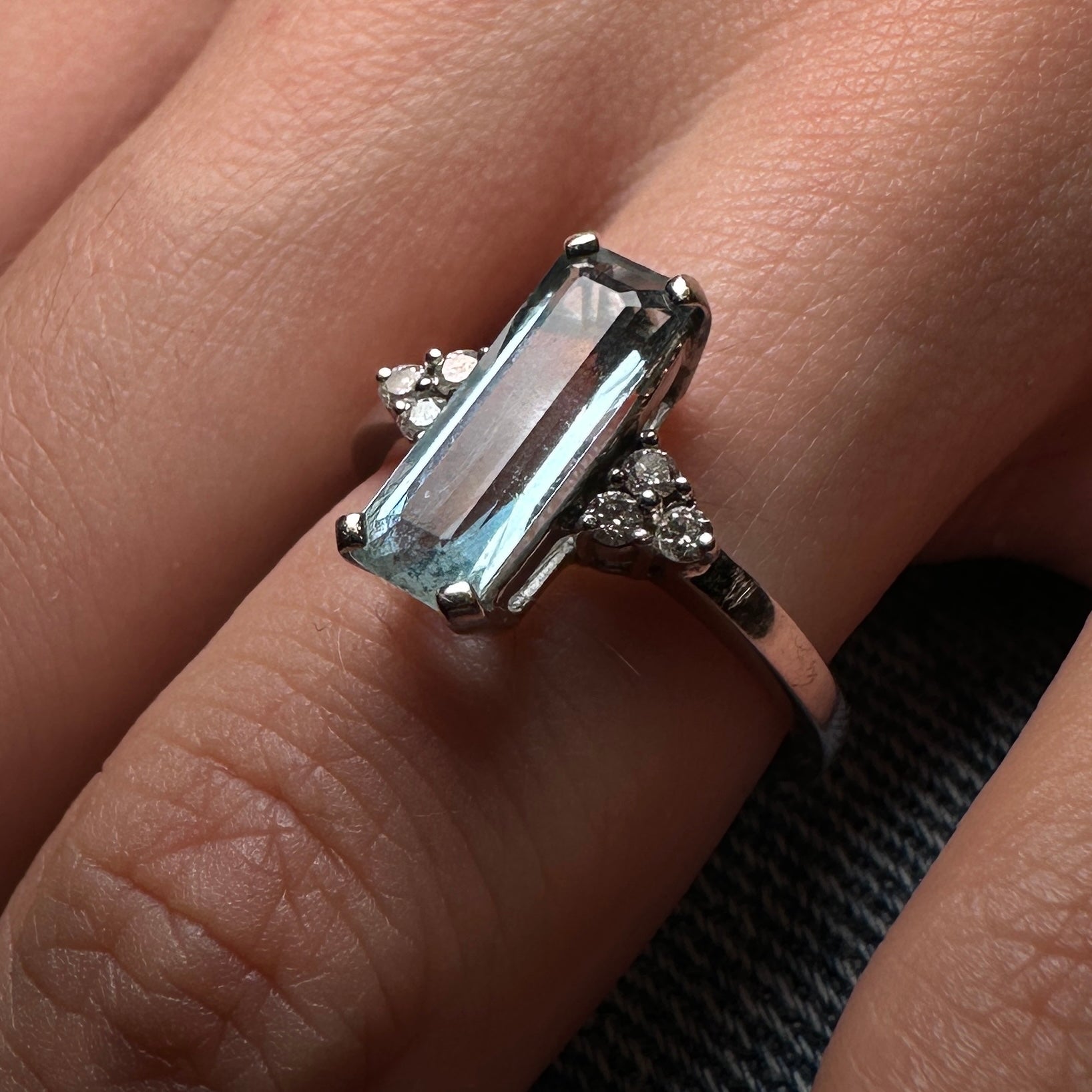 Aquamarine and diamond ring