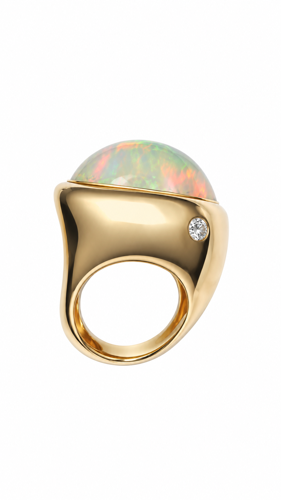 Bague en or avec opale et diamant