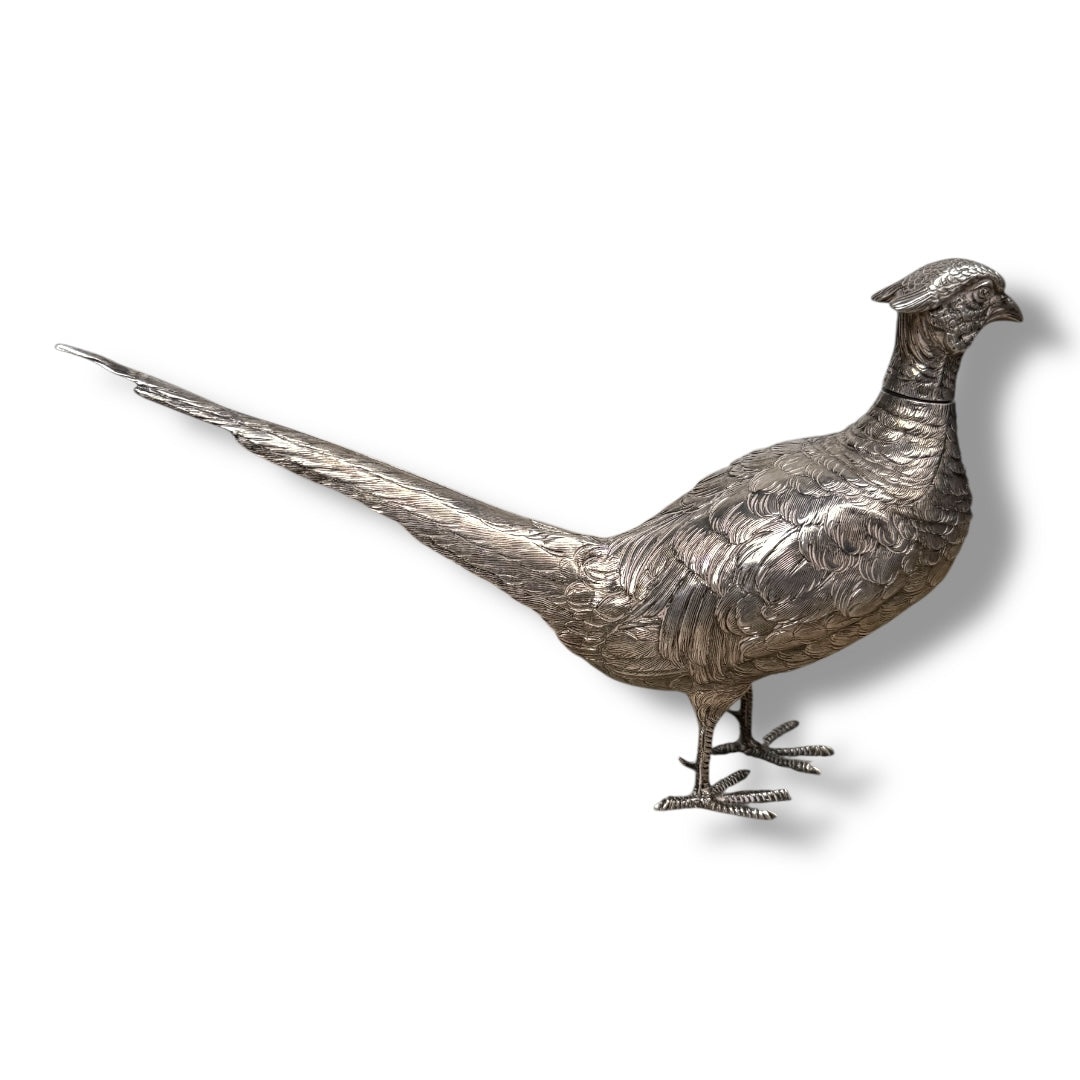 Antique English Sterling Silver Pheasant Perfume Bottle