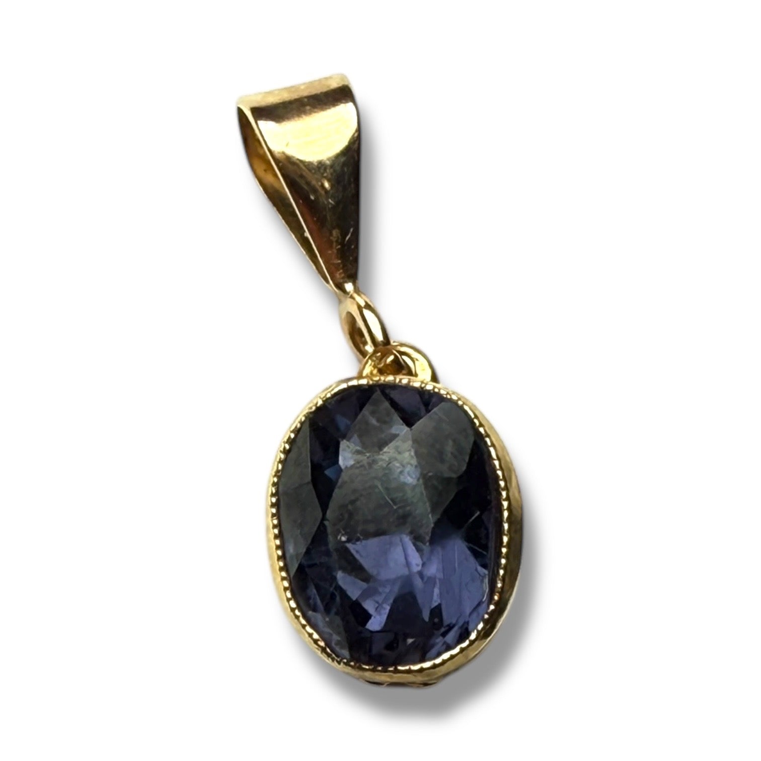 9k gold blue spinel pendant
