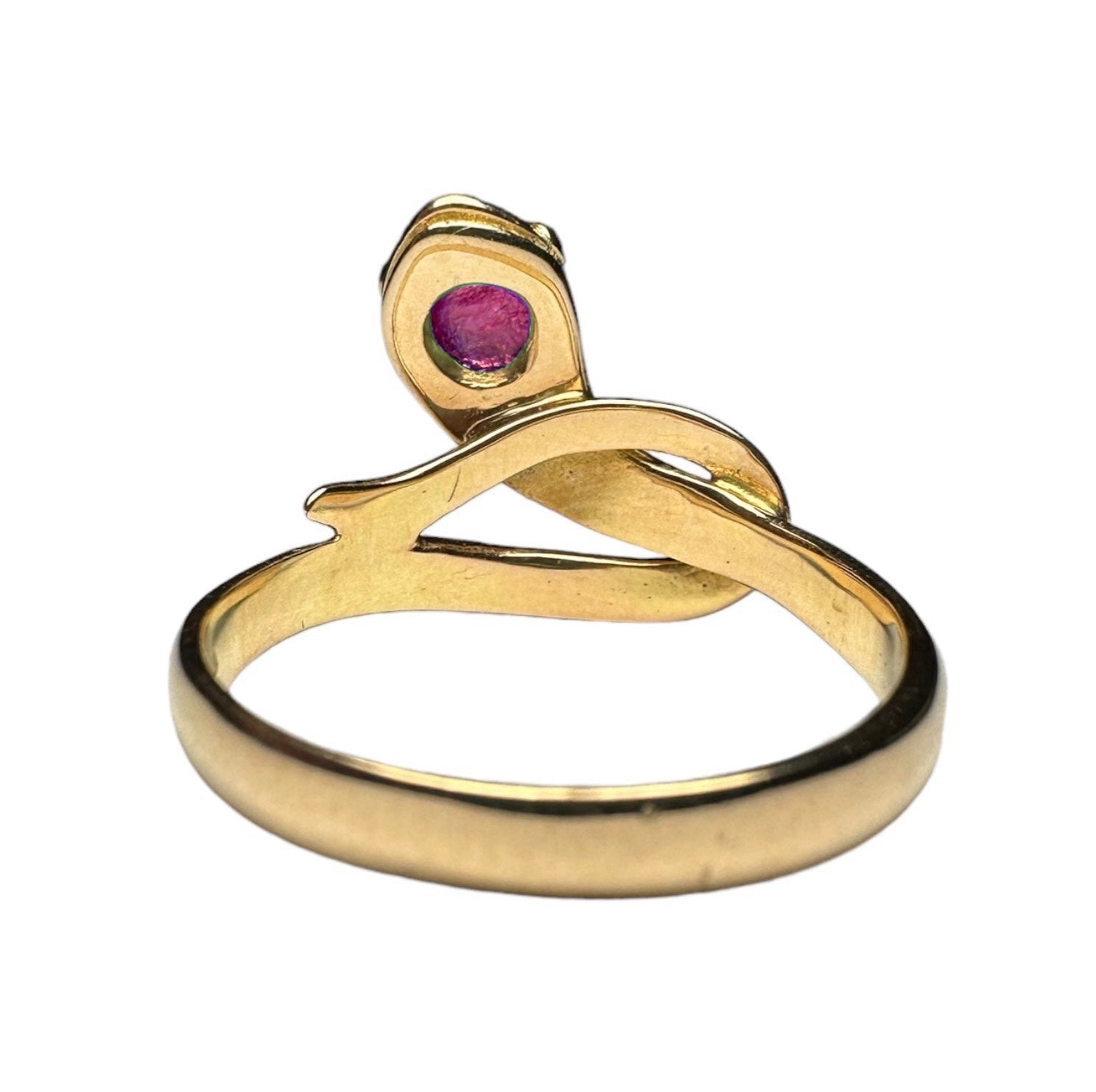 18k Yellow Gold Snake Ring with Emerald, Ruby, or Sapphire – Unique Handcrafted Design