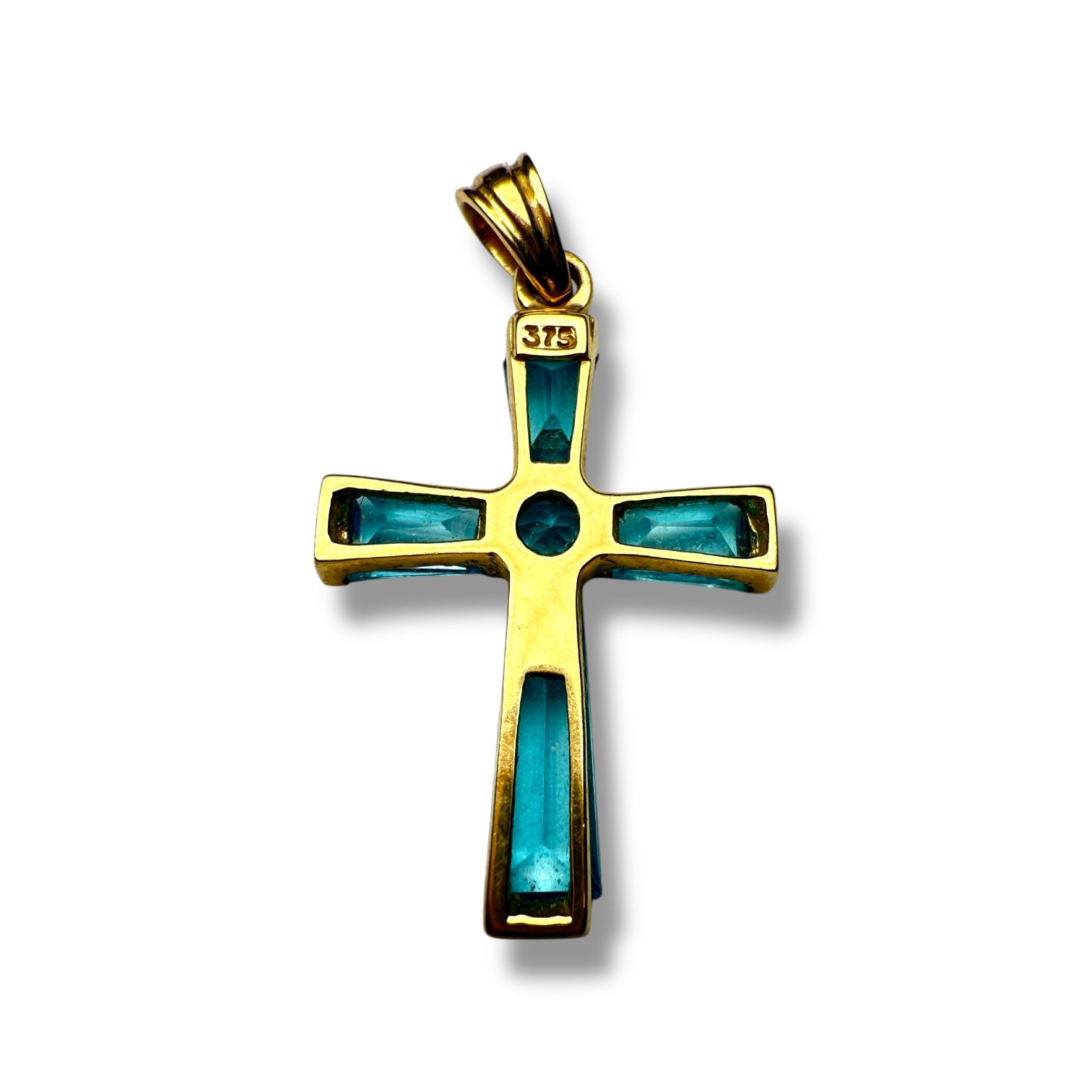 9k gold topaz cross pendant for women