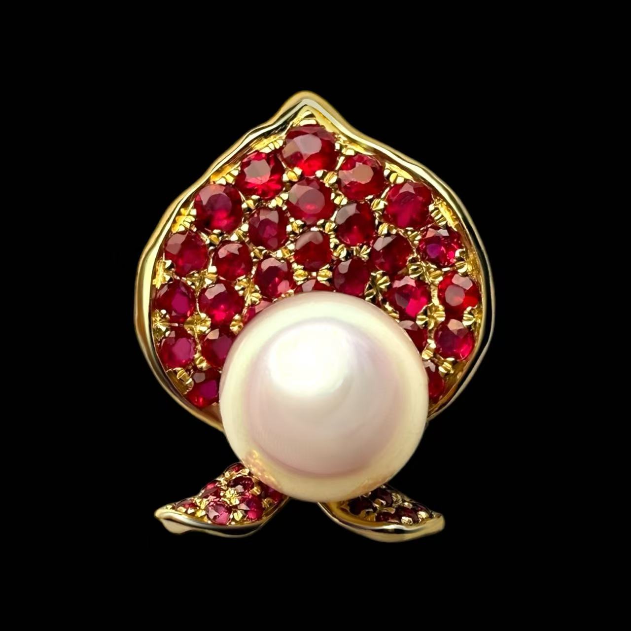 Ruby & Pearl 18K YellowGold Earrings