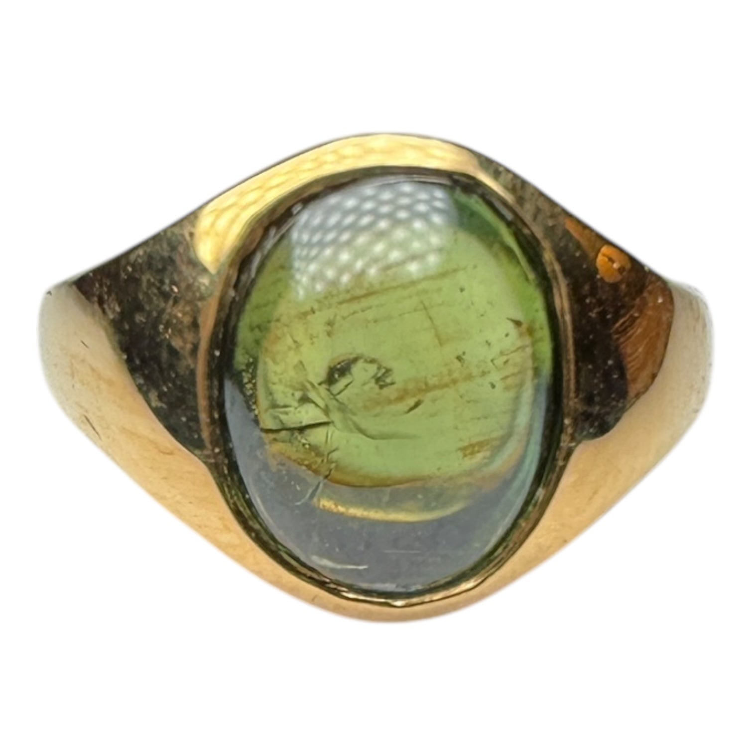 Green sapphire gold engagement ring