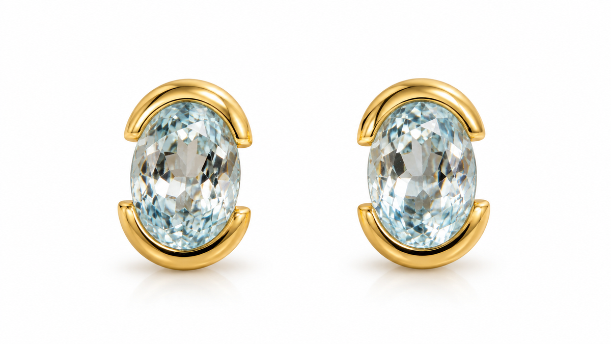 Topaz earring 9k gold