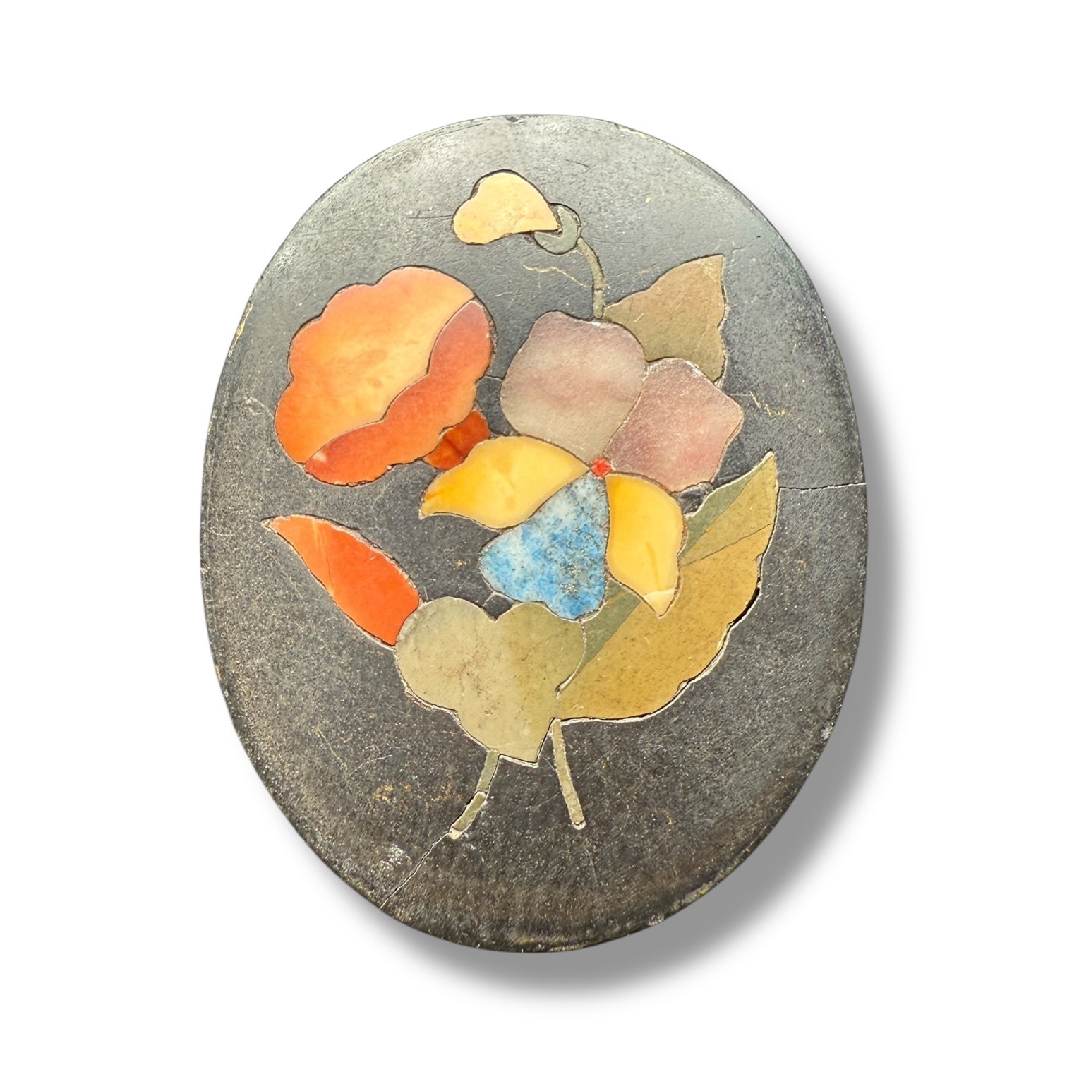 Antique Oval Pietra Dura Plaque