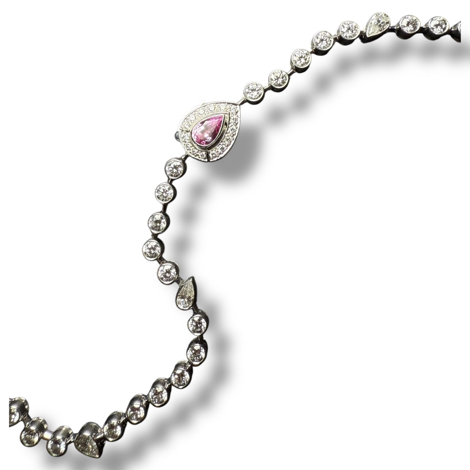 "Princesse Grace de Monaco” Necklace with Diamonds and Pink Sapphires