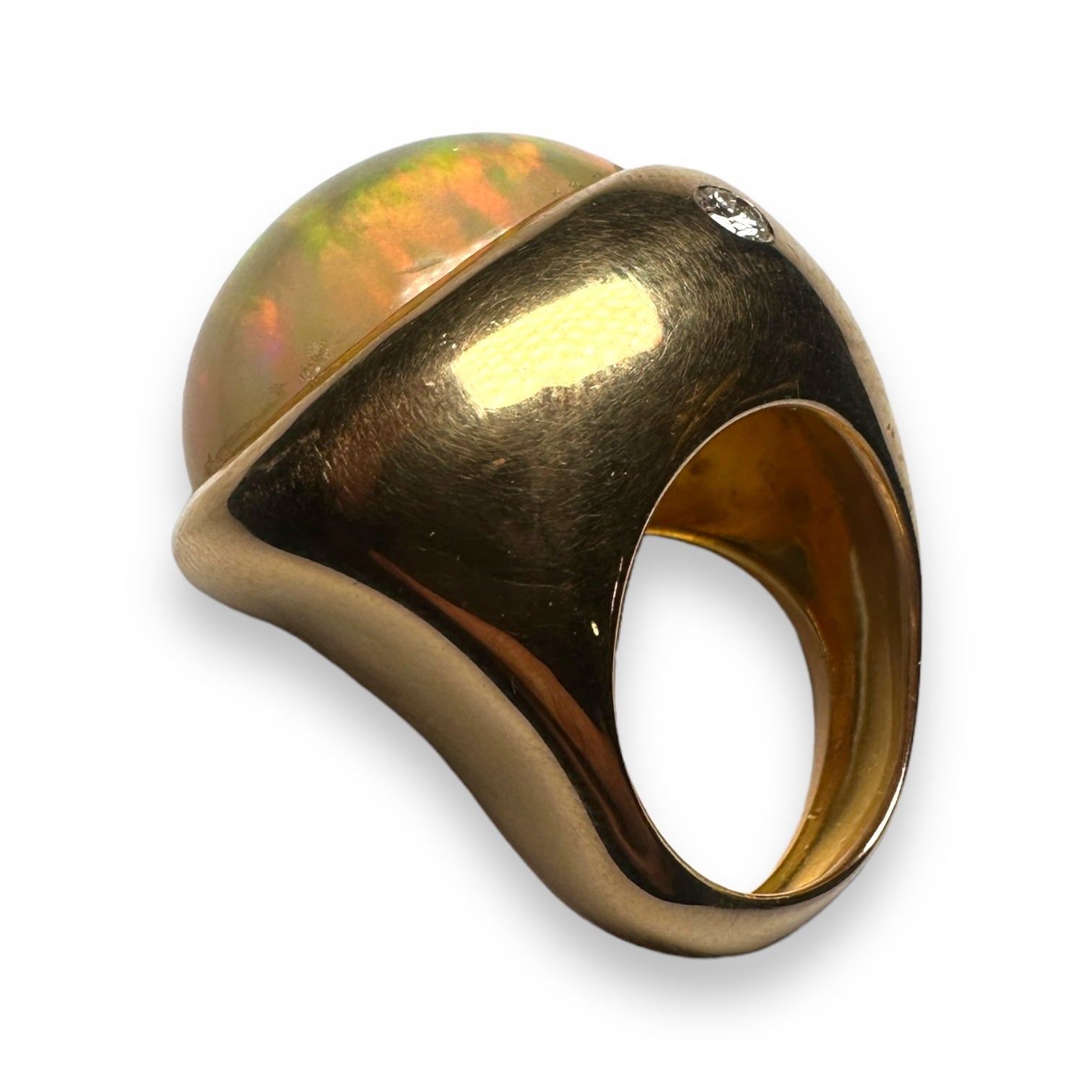 Opal and diamond gold ring