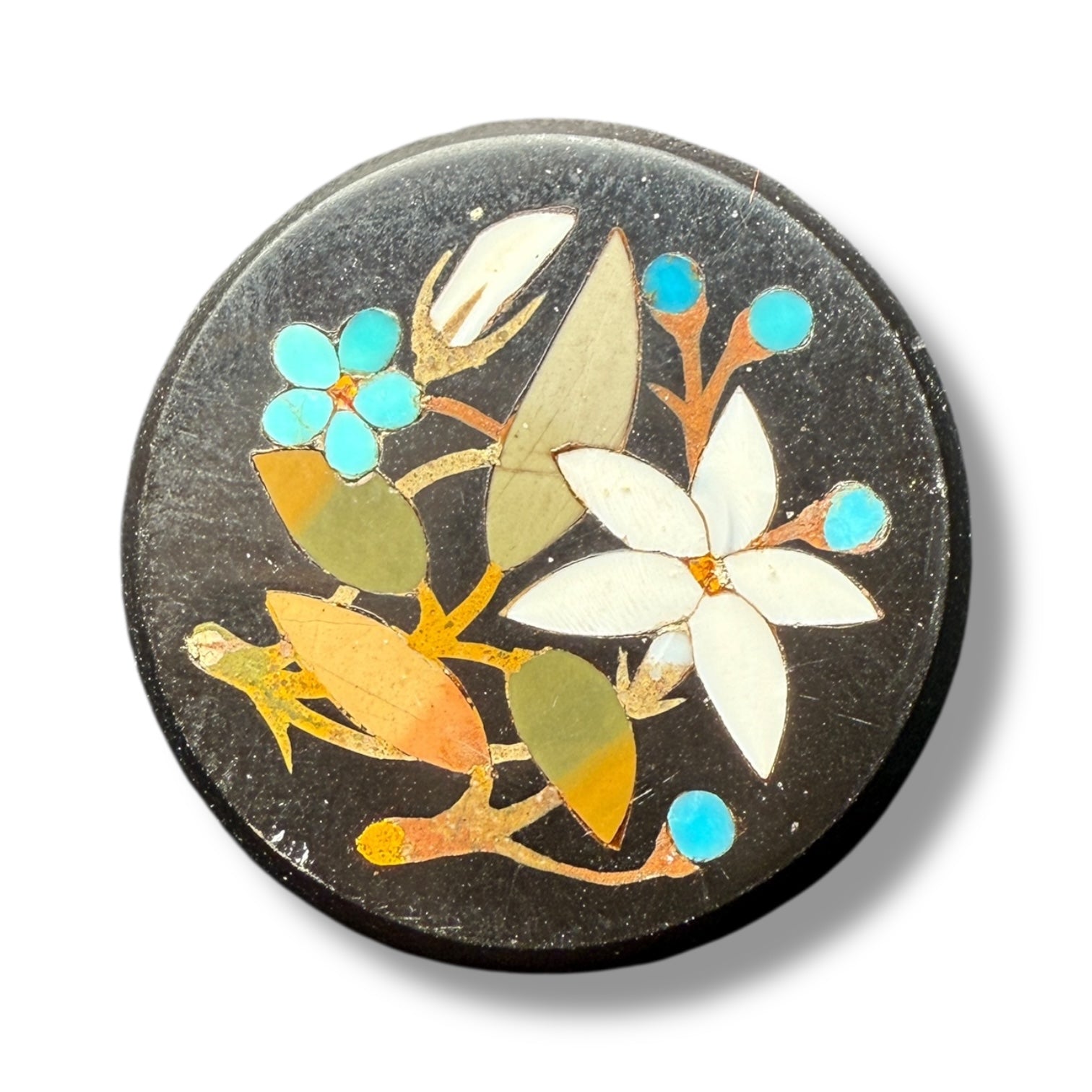 Antique Round Pietra Dura Plaque