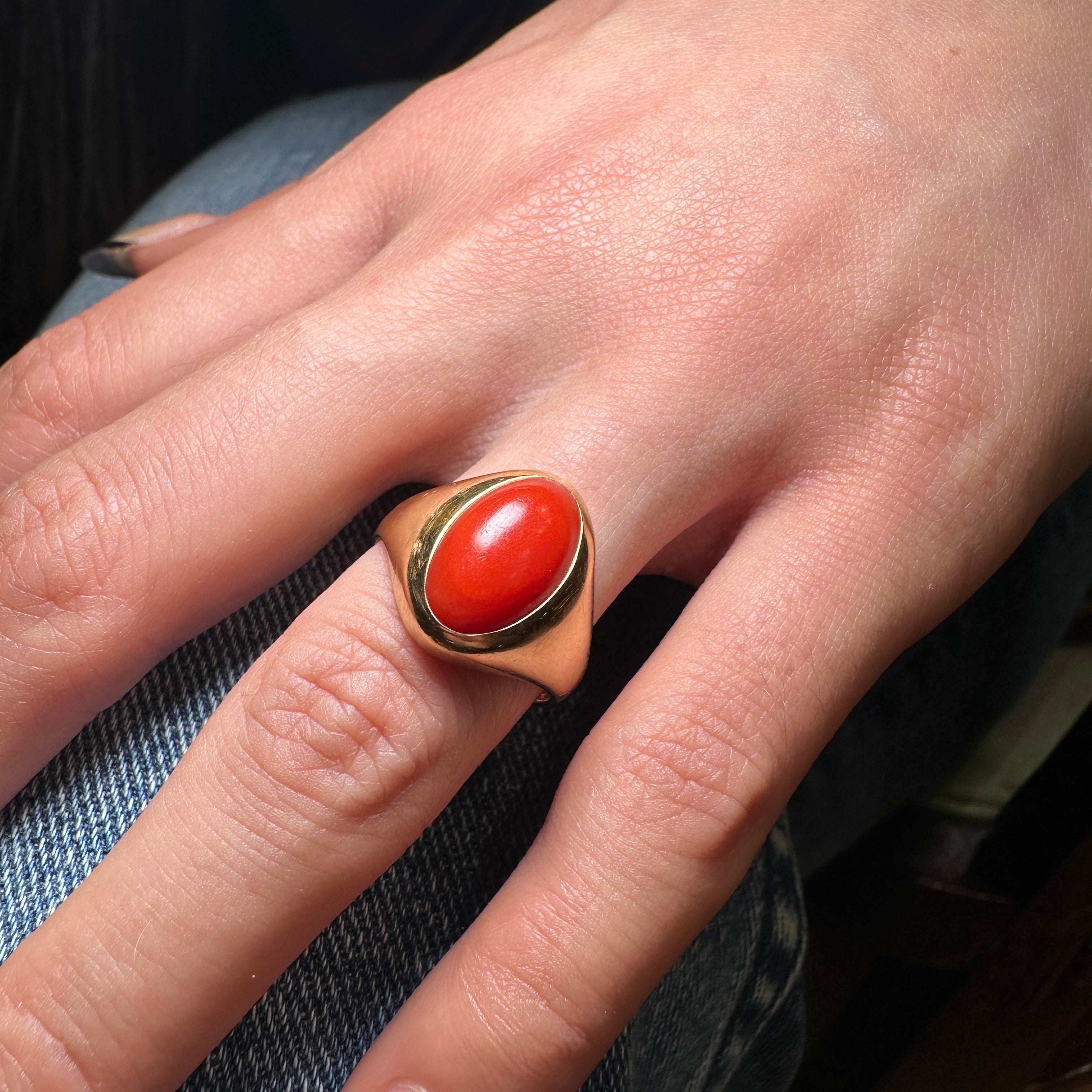Coral signet ring