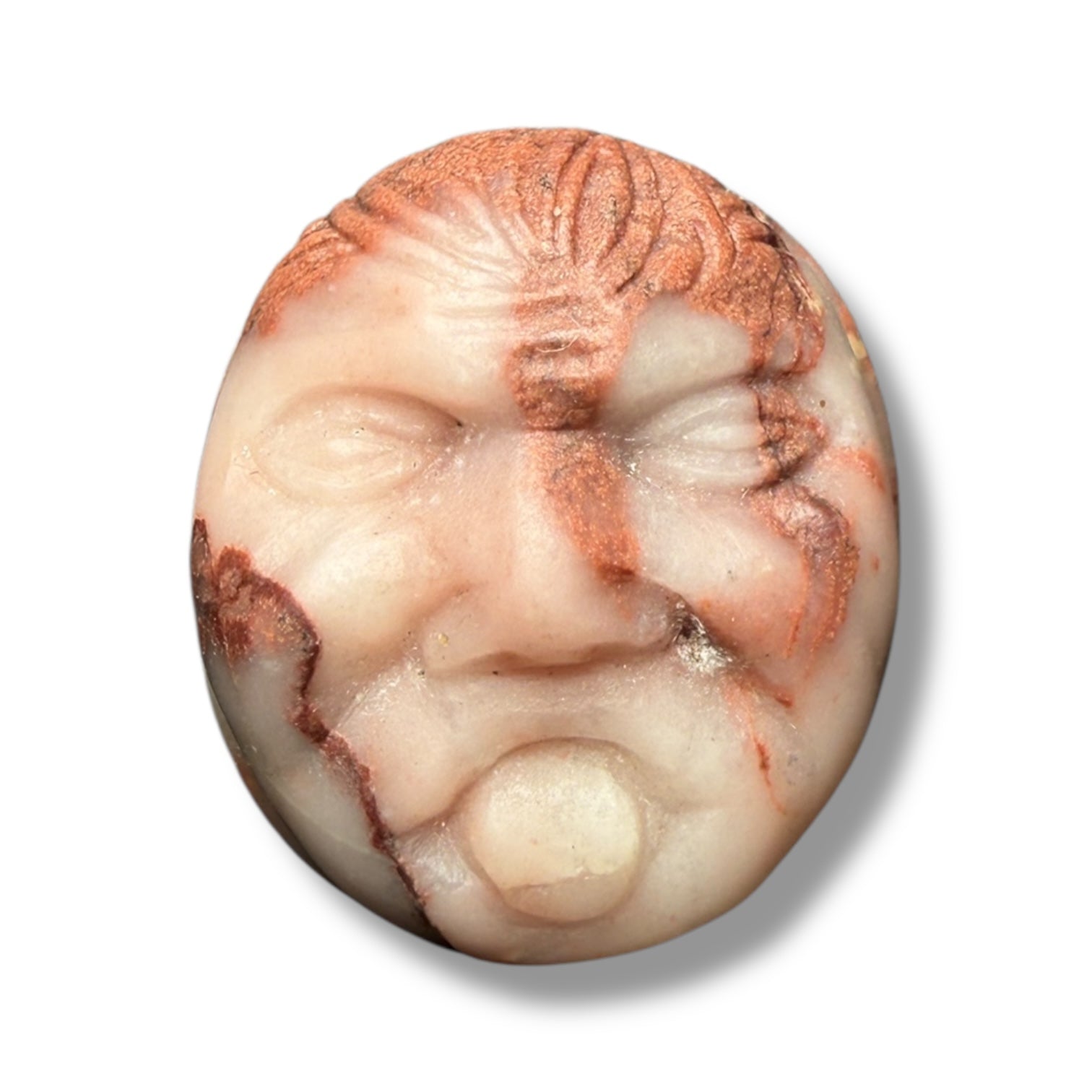 Hand-Carved Marble Face Amulet