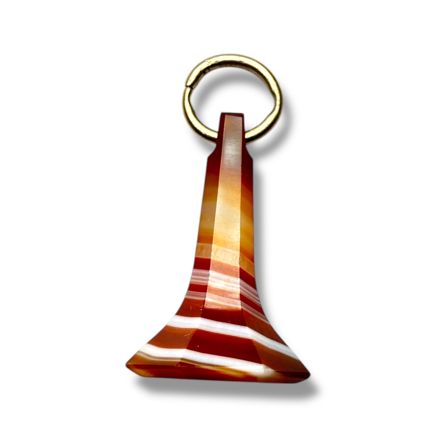 9k gold striped brown stone pendant