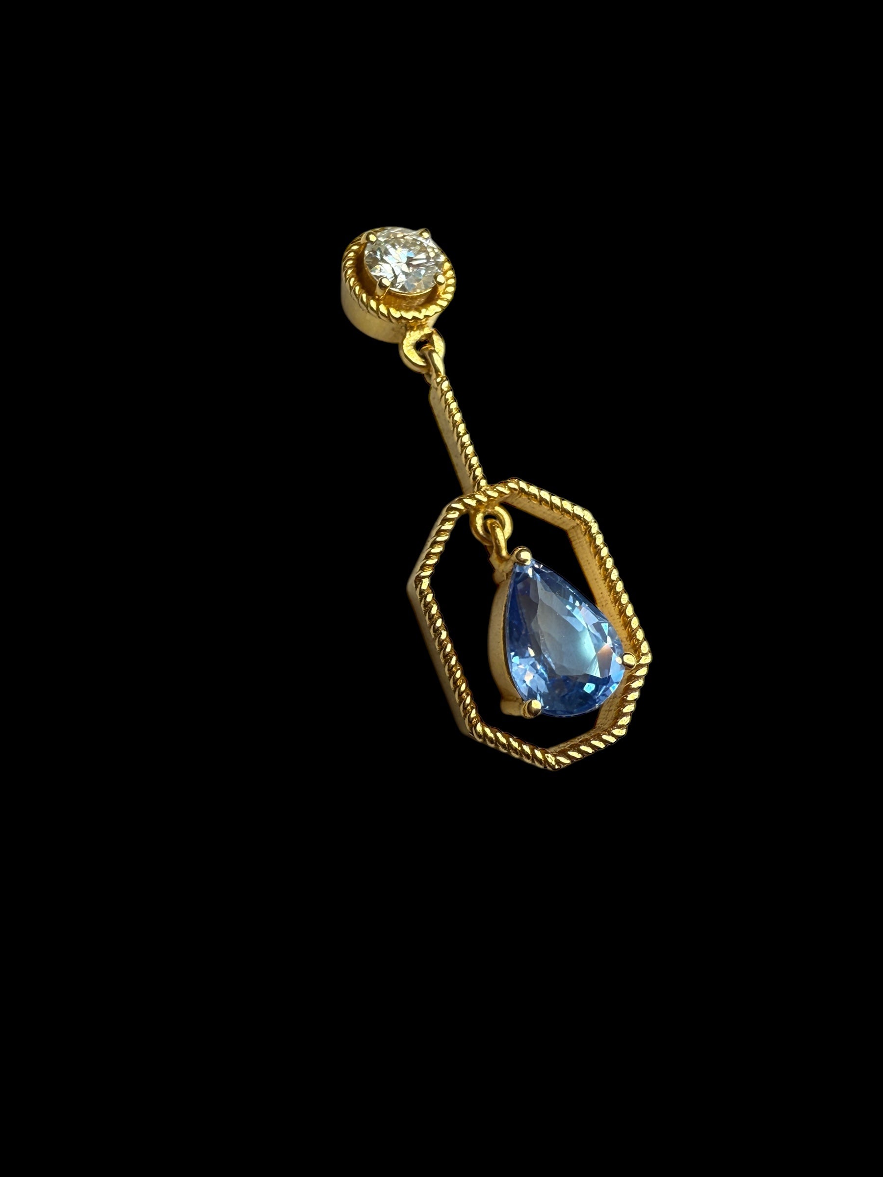 Sapphire and diamond drip earrings in 14k gold