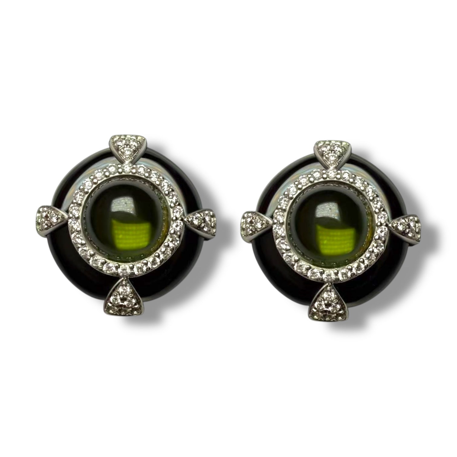Cabochon-cut Platinum StudEarrings