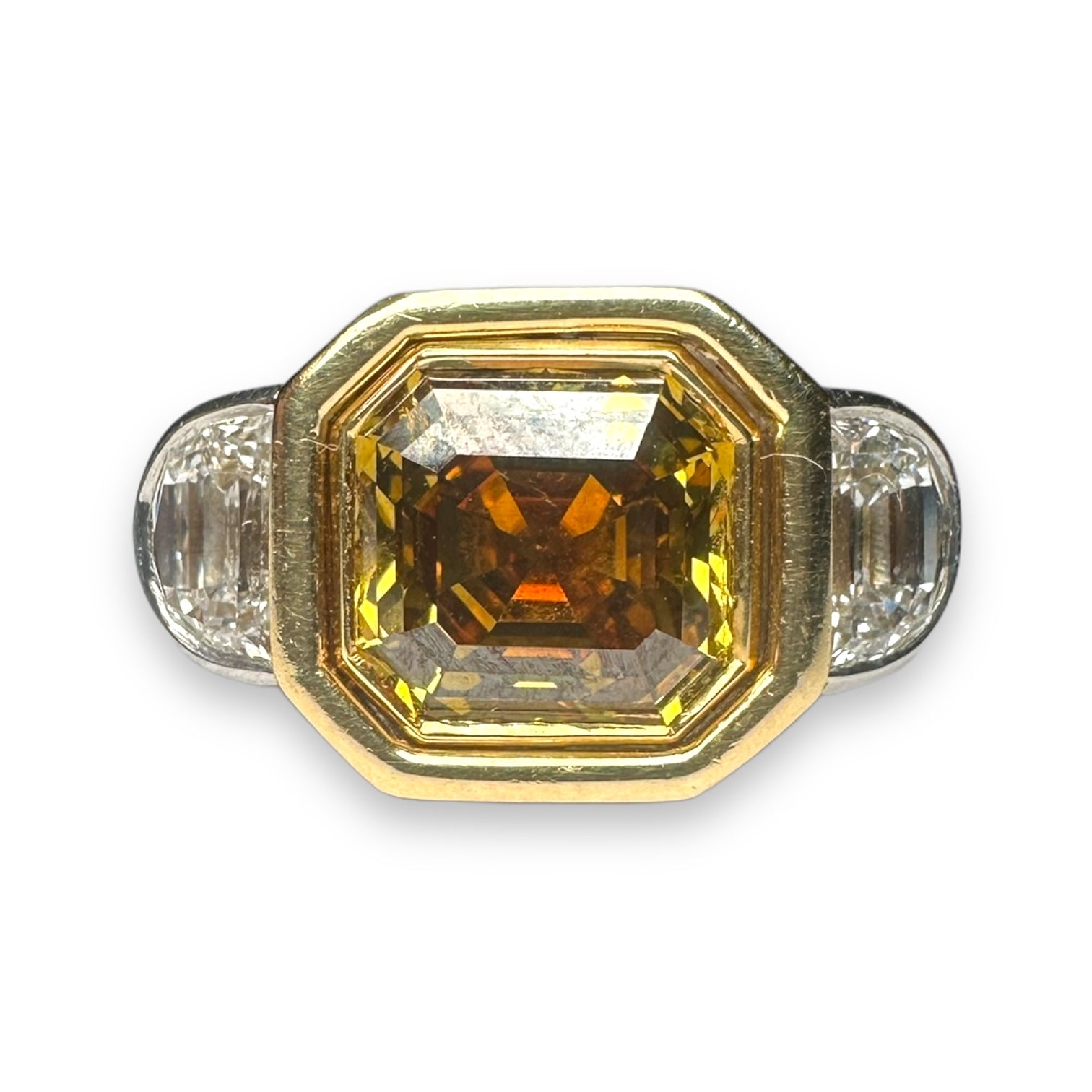 Yellow brown diamond engagement ring