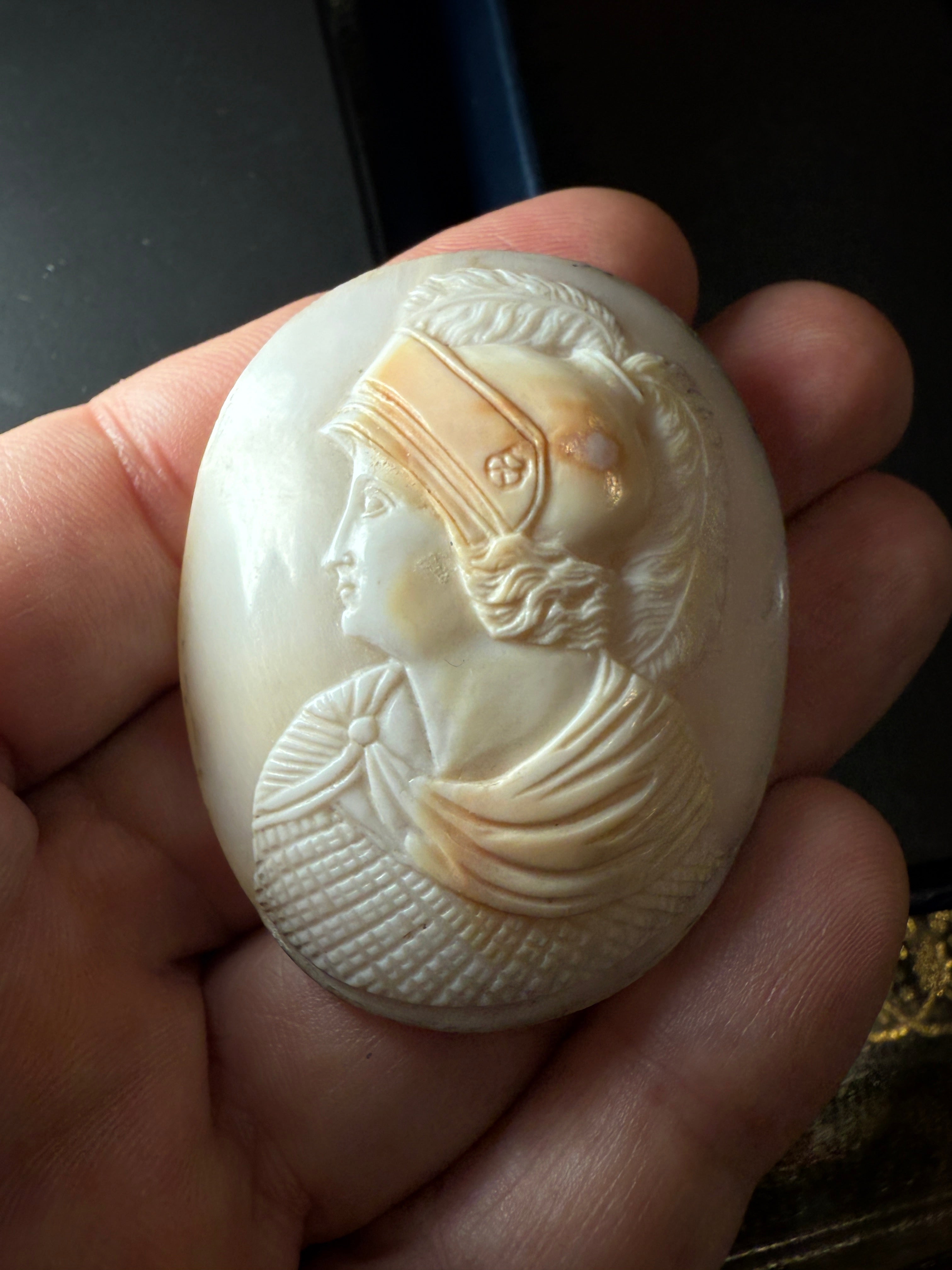 Antique Shell Cameo – Helmeted Warrior Goddess