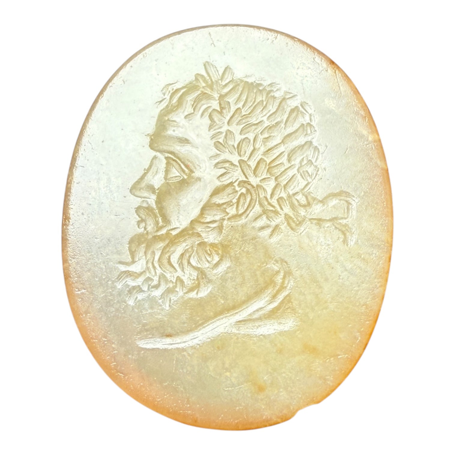 Antique Intaglio of a Bearded Man with Laurel WreathDimensions