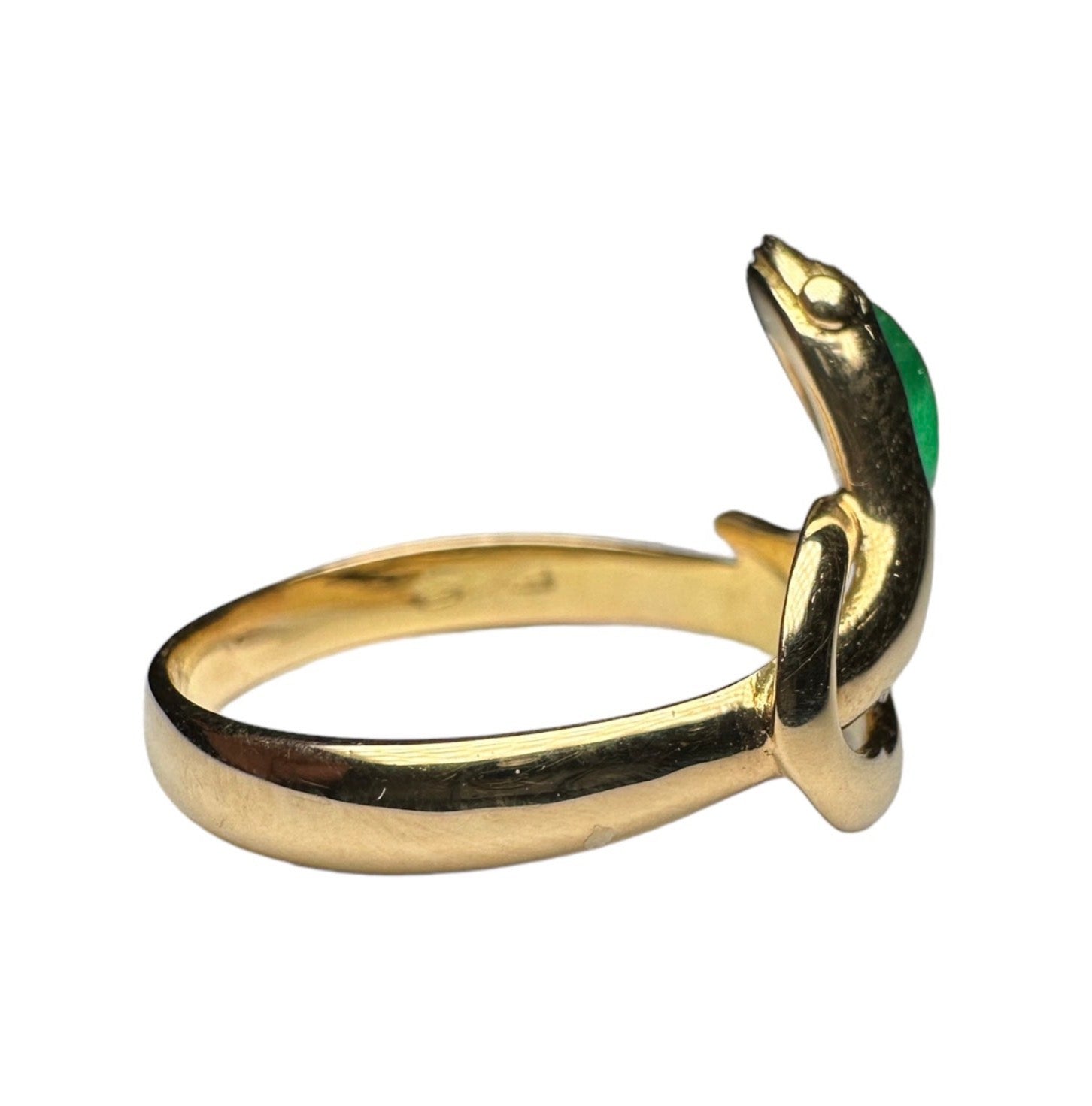 18k Yellow Gold Snake Ring with Emerald, Ruby, or Sapphire – Unique Handcrafted Design