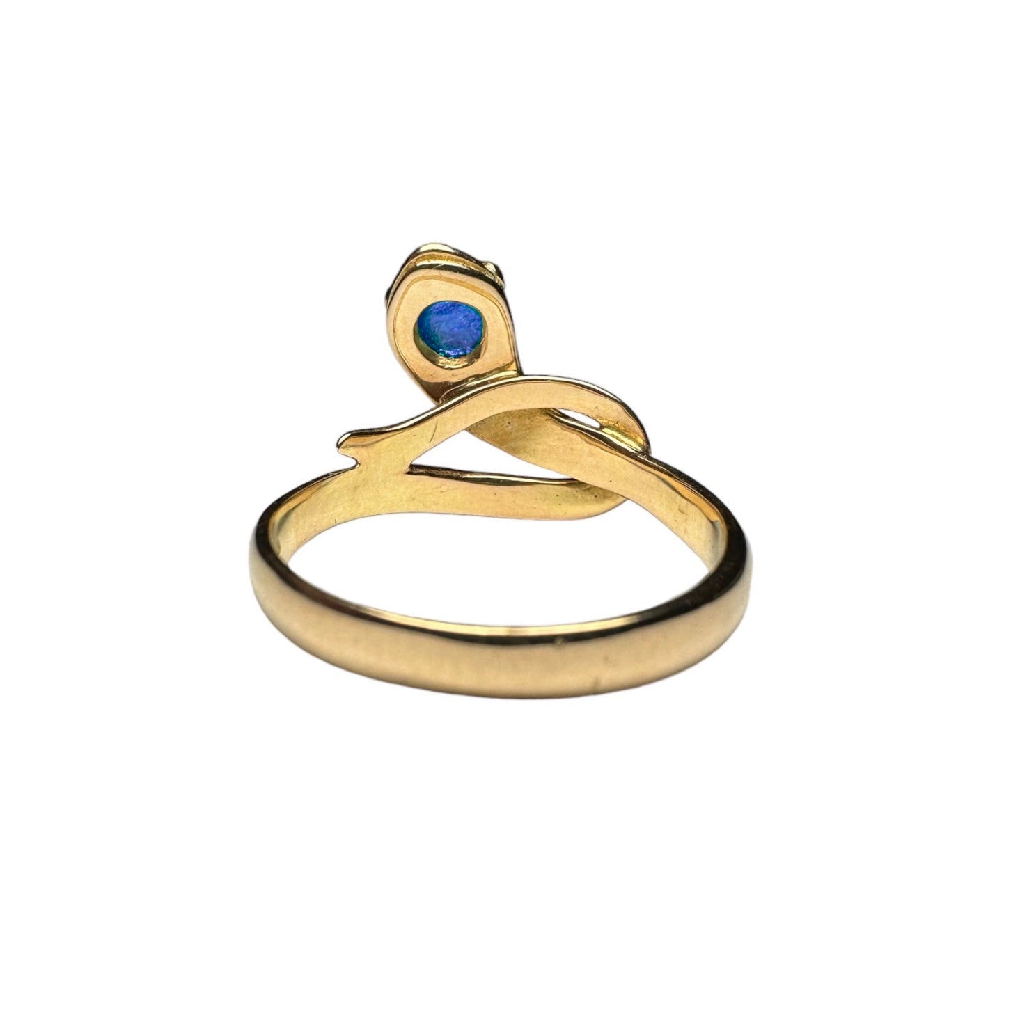 18k Yellow Gold Snake Ring with Emerald, Ruby, or Sapphire – Unique Handcrafted Design