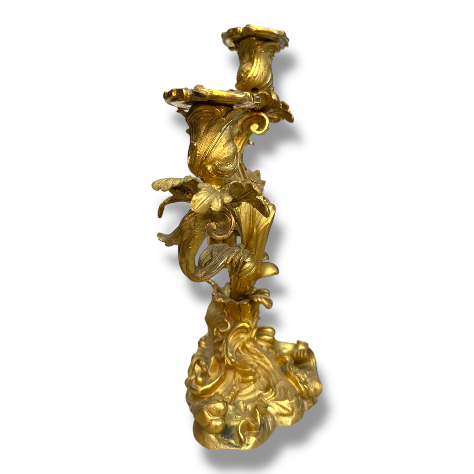 Elegant Gilt Bronze Three-Arm Candelabra