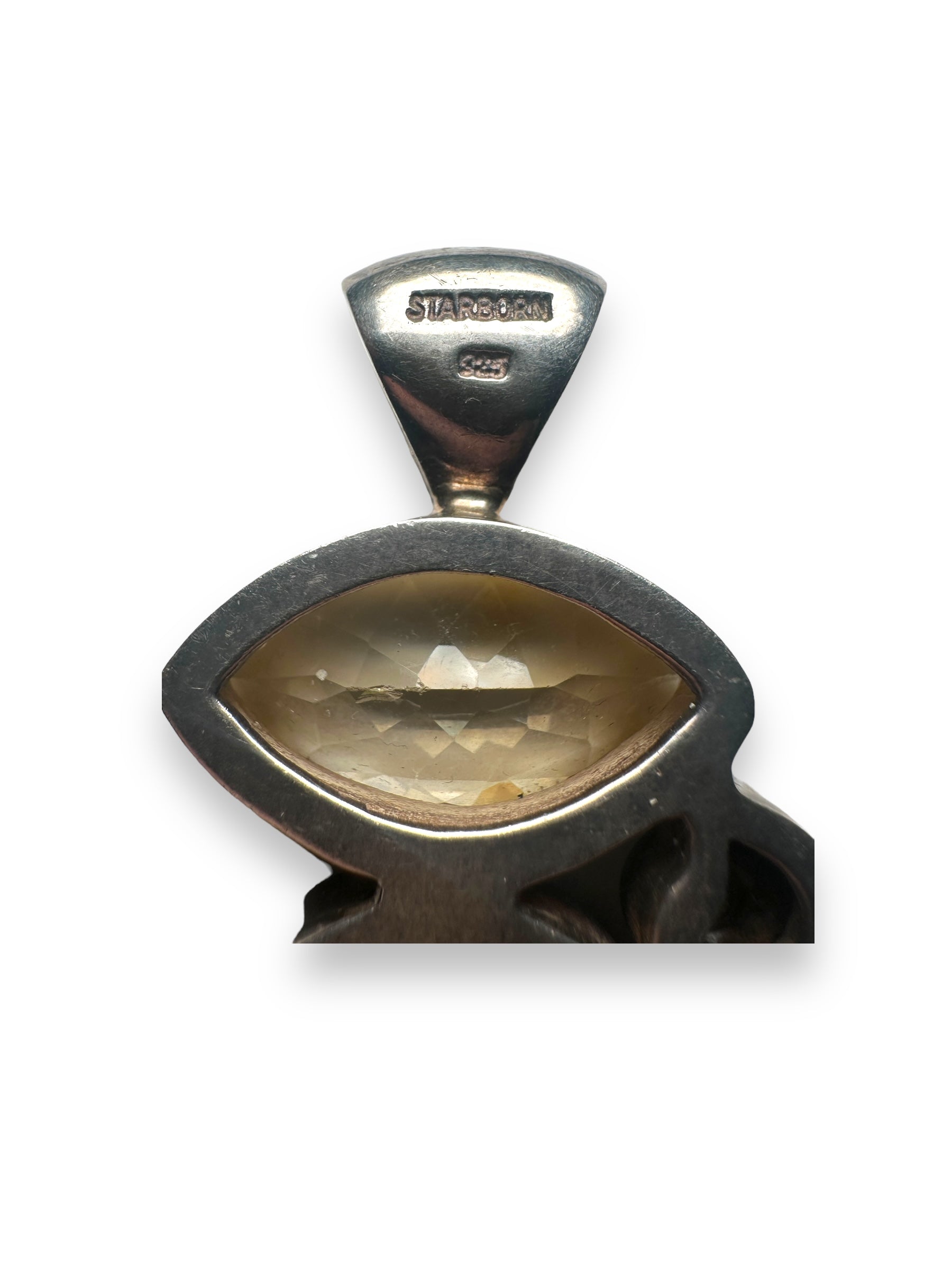 Starborn cetrine and fossil pendant