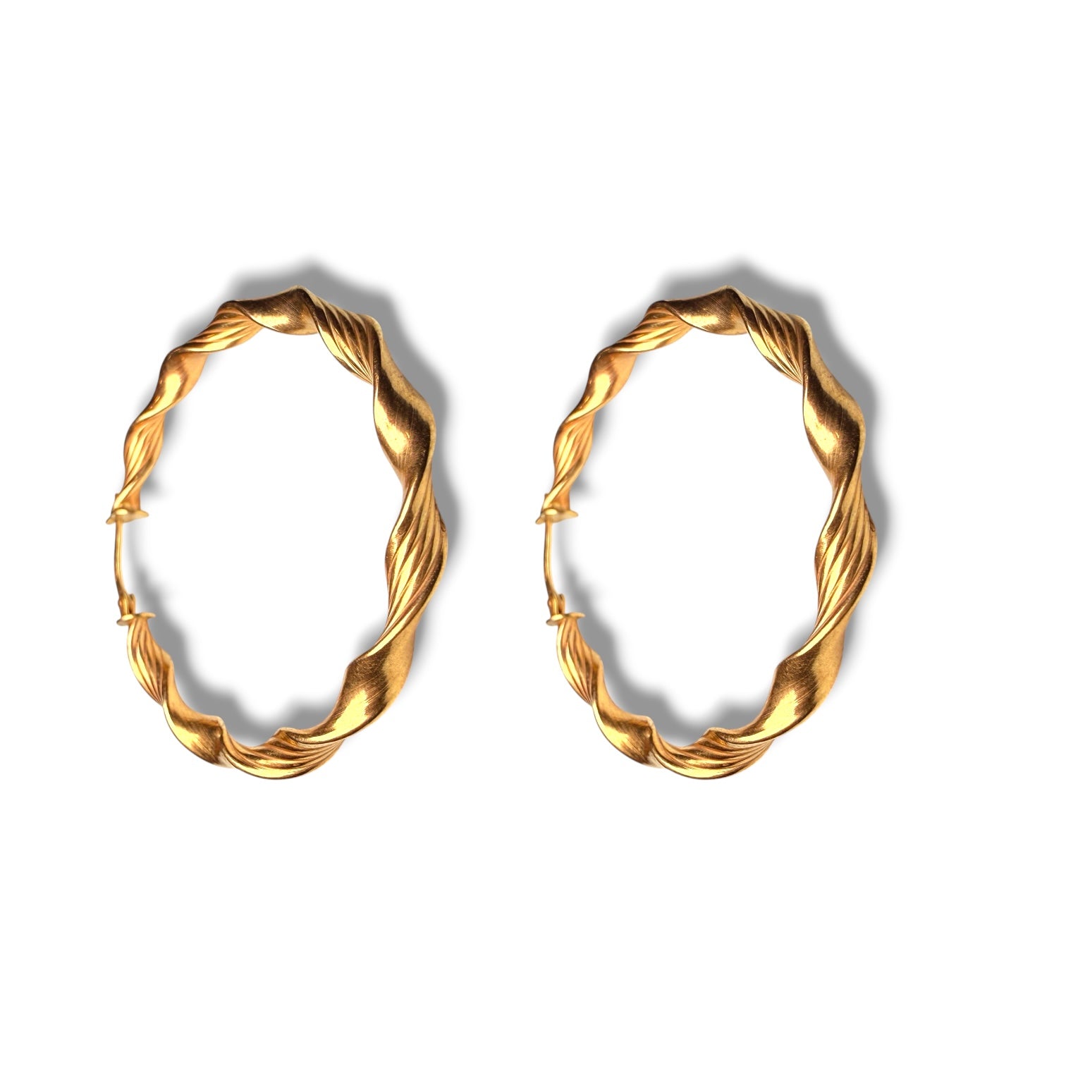 9k Gold Twisted Hoop Earrings – 2.6g