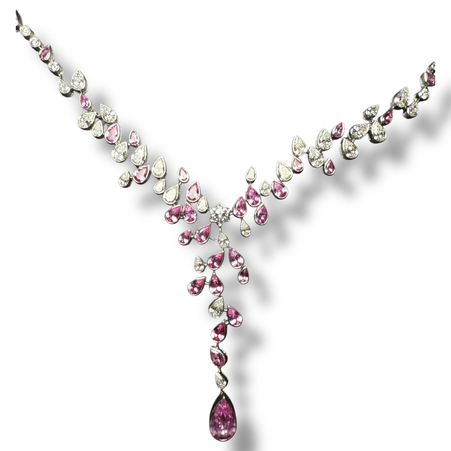 "Princesse Grace de Monaco” Necklace with Diamonds and Pink Sapphires