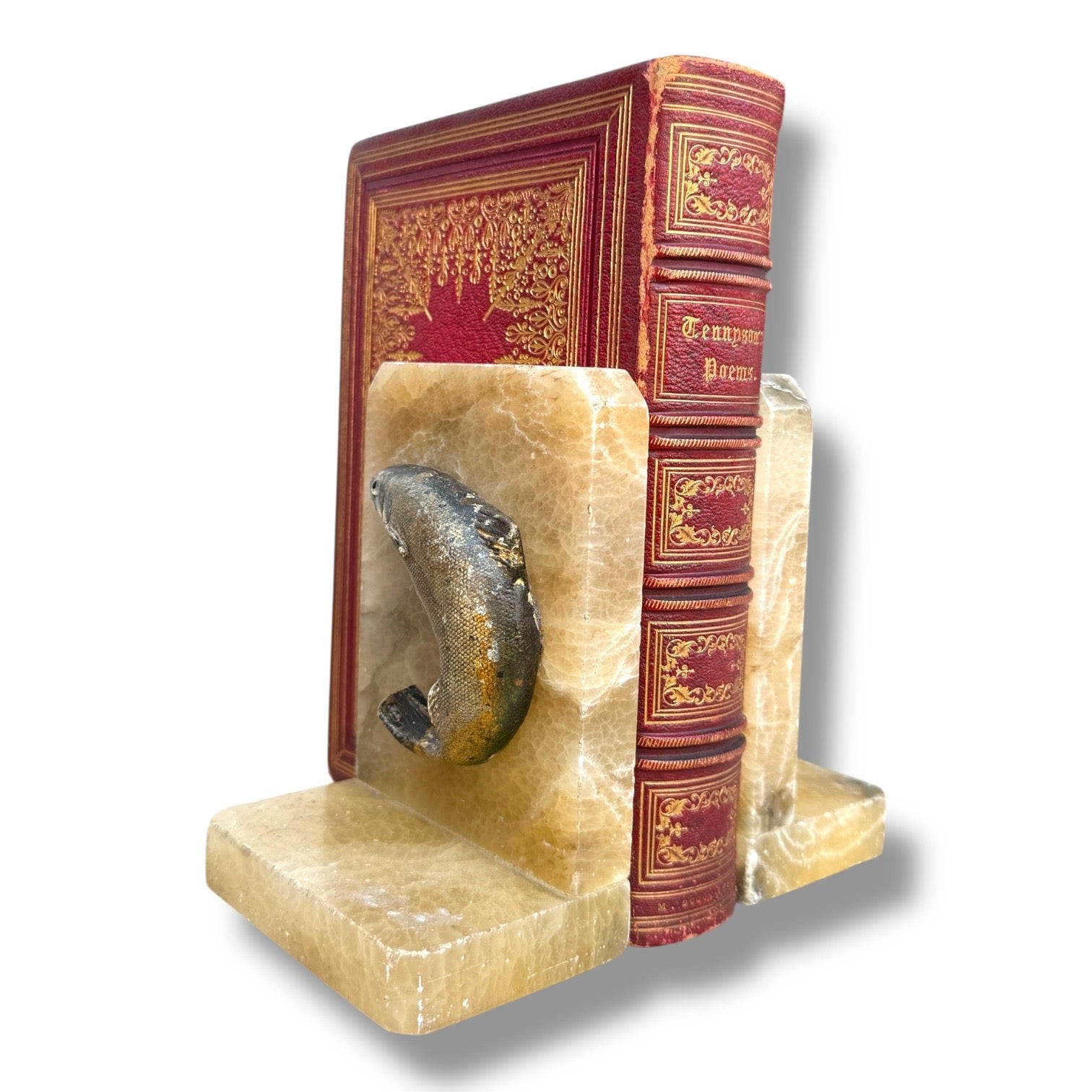 Vintage Stone and Metal Fish Bookends