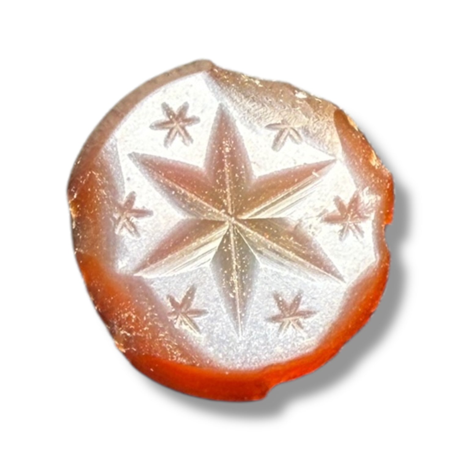 Miniature Star-Cut Carnelian Gemstone