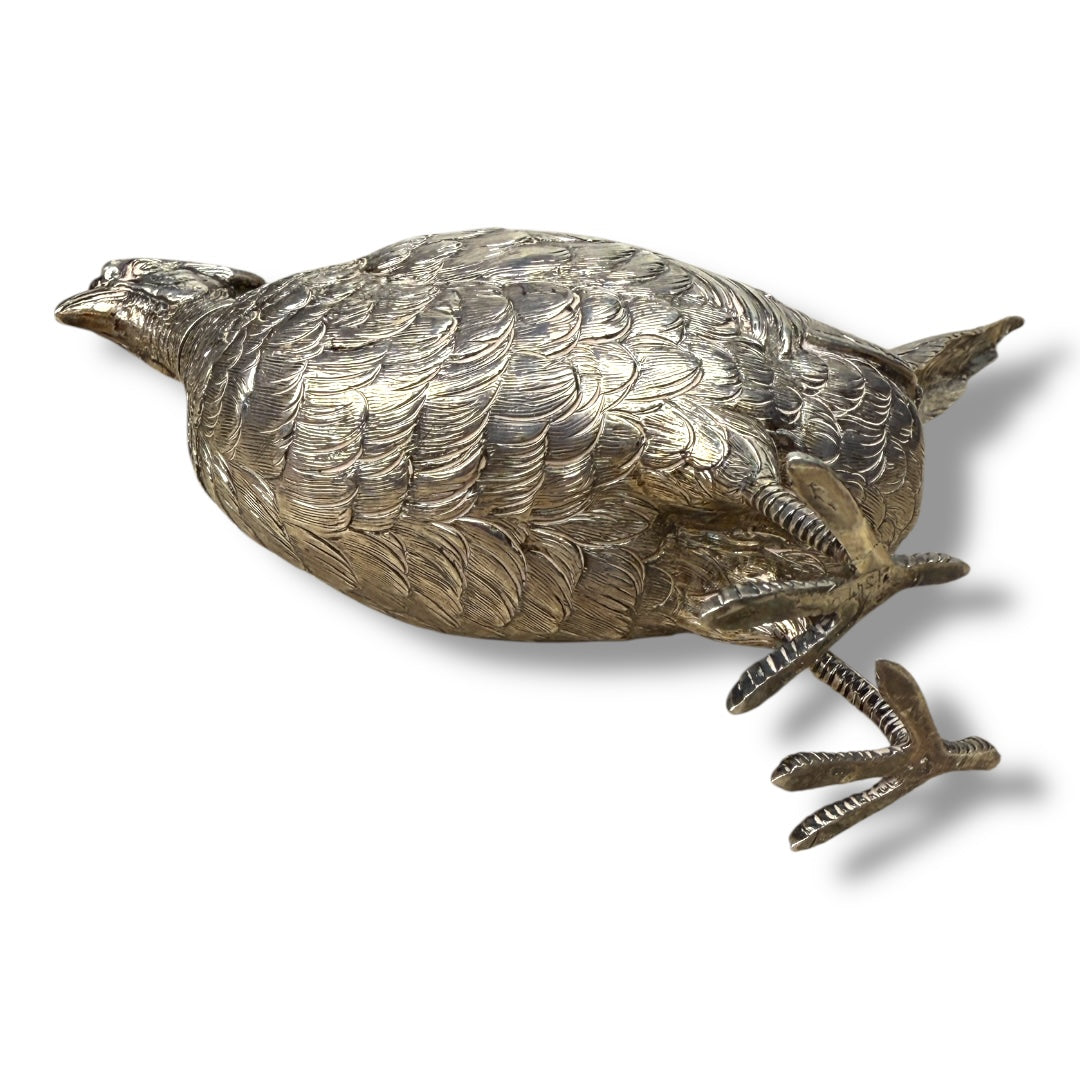 Antique English Sterling Silver Pheasant Perfume Bottle