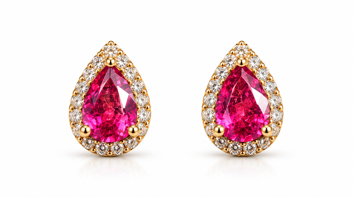 9k gold diamond and tourmaline earring