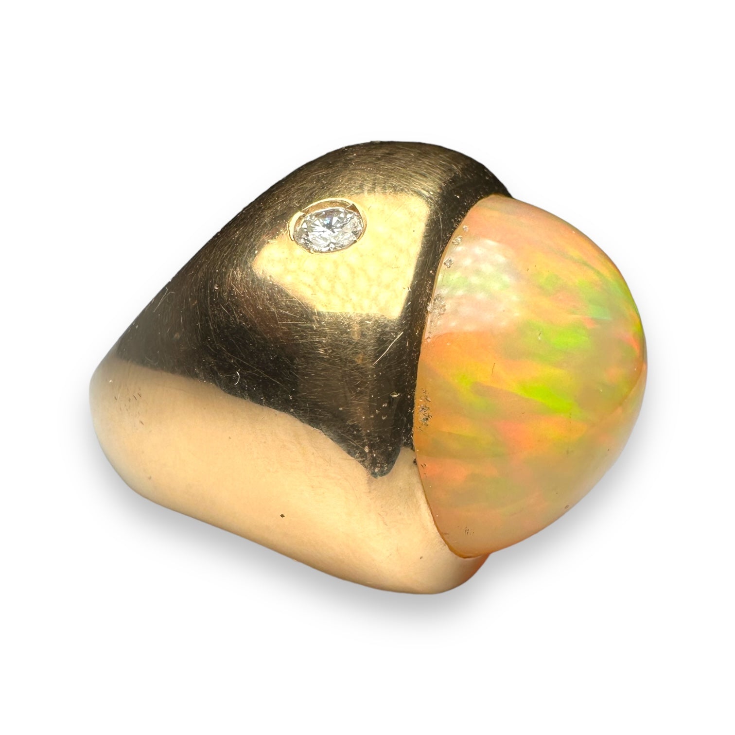 Opal and diamond gold ring