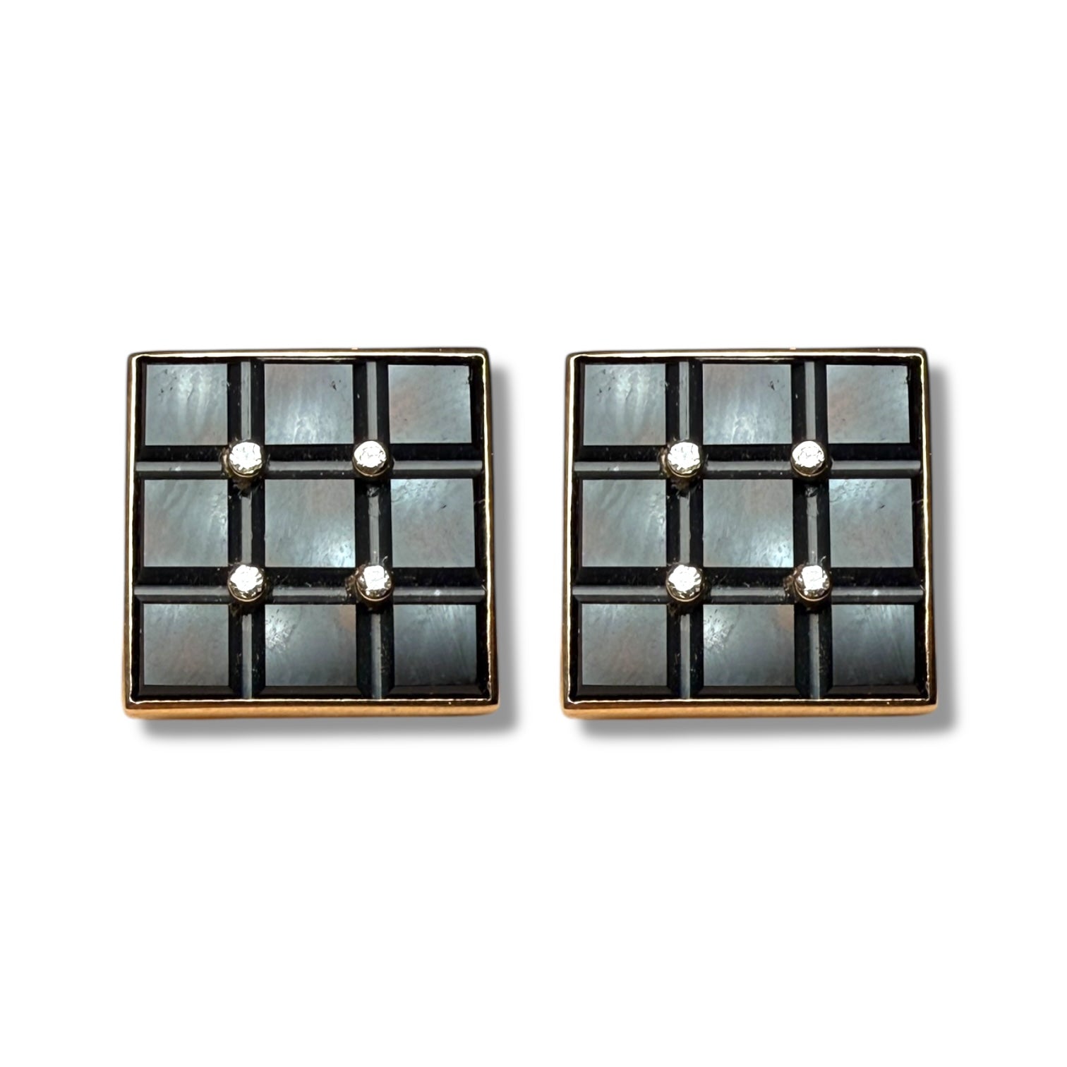 Vintage 9ct Gold, Diamond and Mother-of-Pearl Cufflinks
