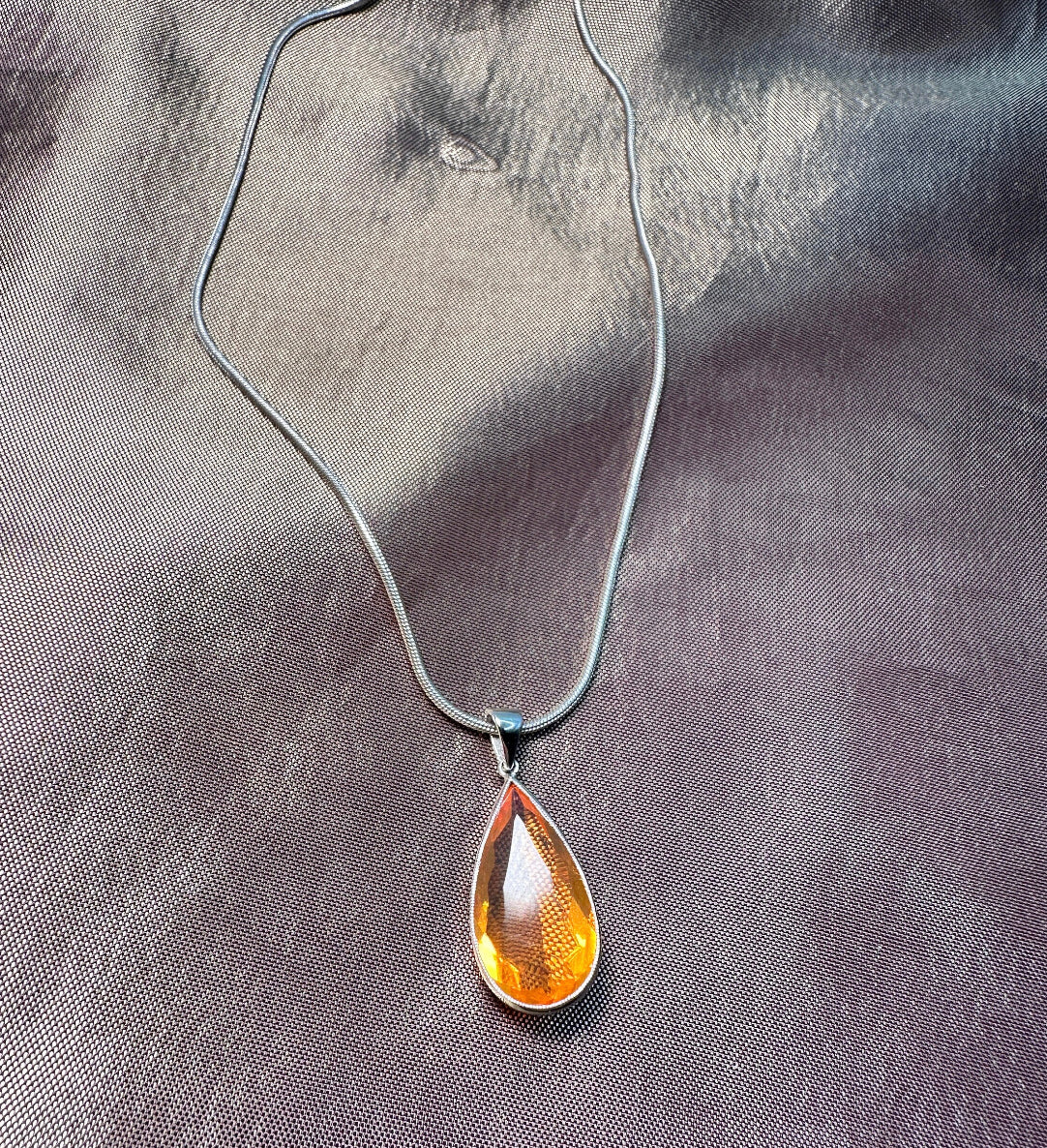 Elegant 14k White Gold Pendant with 4.30 ct Pear-Shaped Fire Opal